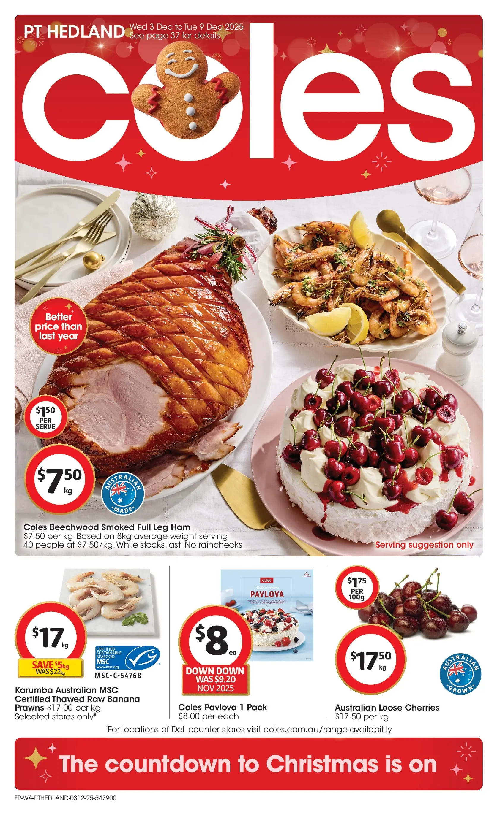 ﻿﻿Coles catalogue valid from 03/12/2025 > Online Australia | Page: 1 | Products: Prawns, Seafood, Pavlova, Weight