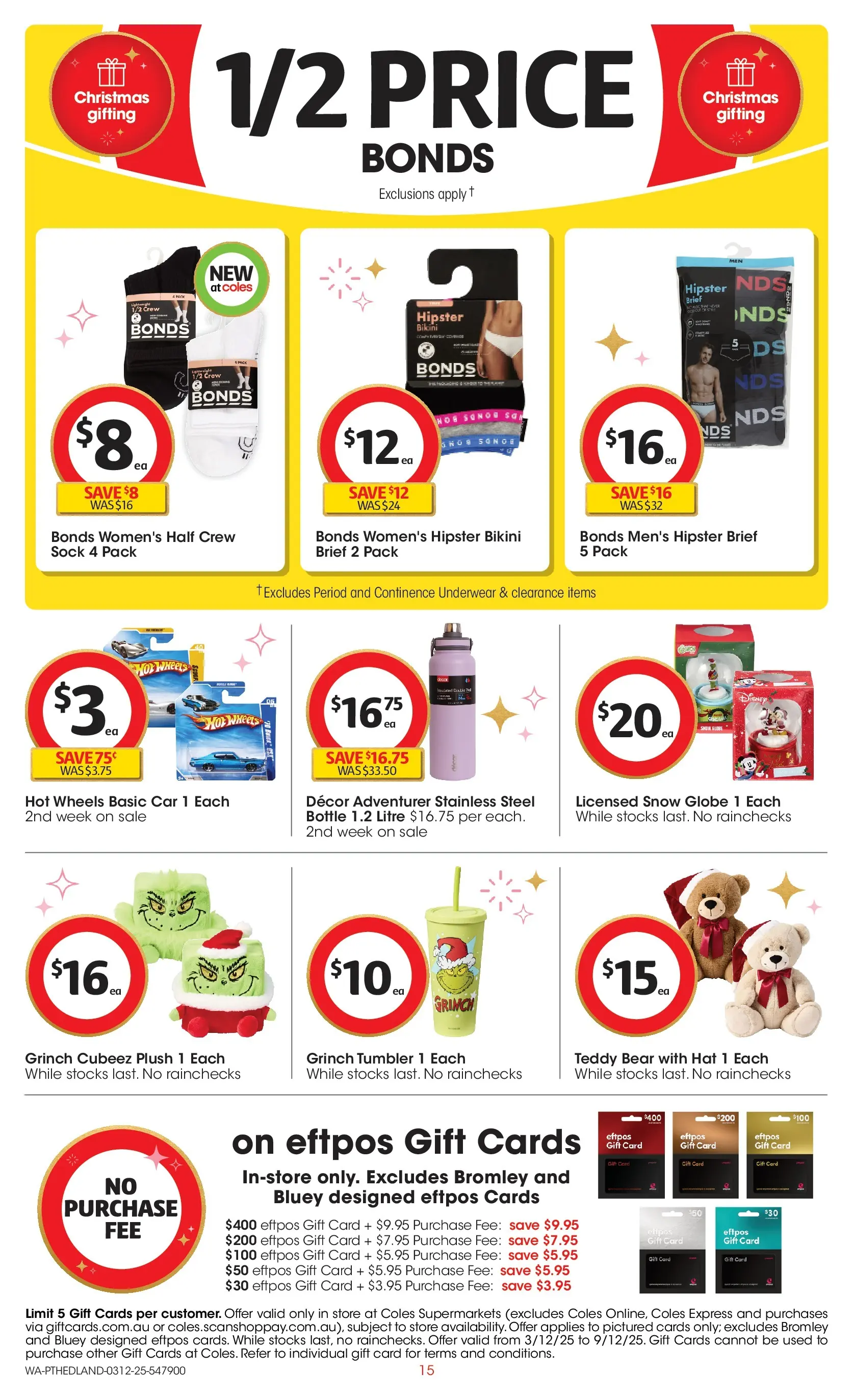 ﻿﻿Coles catalogue valid from 03/12/2025 > Online Australia | Page: 15 | Products: Decor, Gin, Underwear, Hat