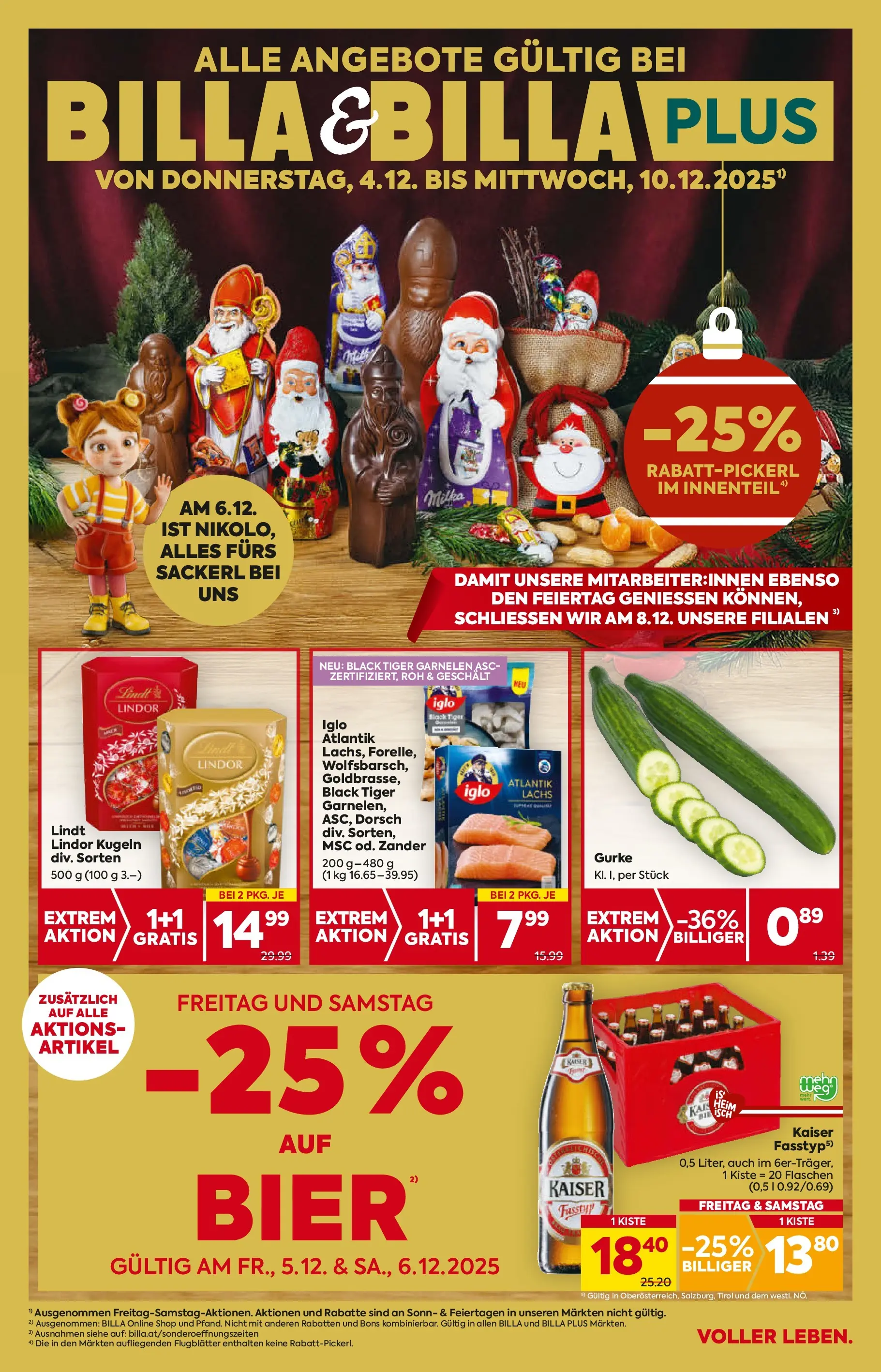 Billa Flugblatt - Amstetten, Neufurth ab 04.12.2025 - Angebote, Prospekt | Seite: 1 | Produkte: Bier