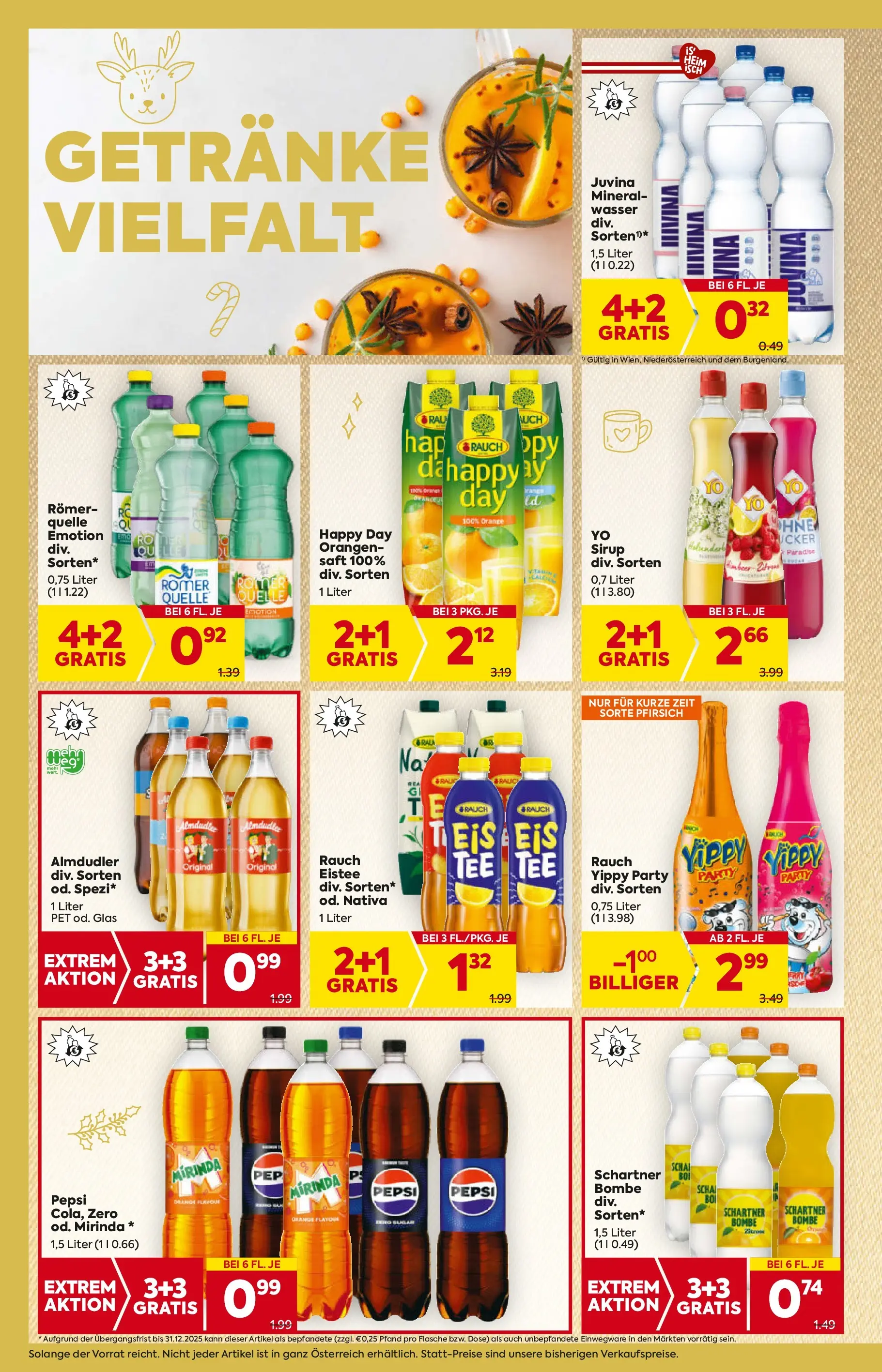 Billa - BILLA: Flugblatt gültig bei BILLA & BILLA PLUS ab 03.12.2025 - Angebote, Prospekt | Seite: 16 | Produkte: Wasser, Pfirsich, Saft, Orangen
