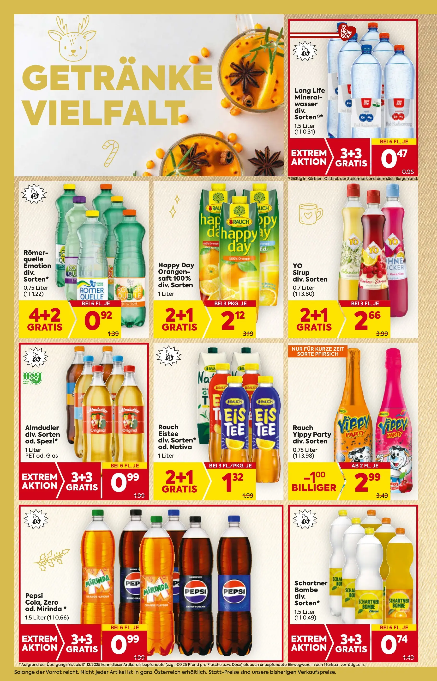 Billa - BILLA: Flugblatt gültig bei BILLA & BILLA PLUS ab 03.12.2025 - Angebote, Prospekt | Seite: 16 | Produkte: Wasser, Pfirsich, Saft, Orangen