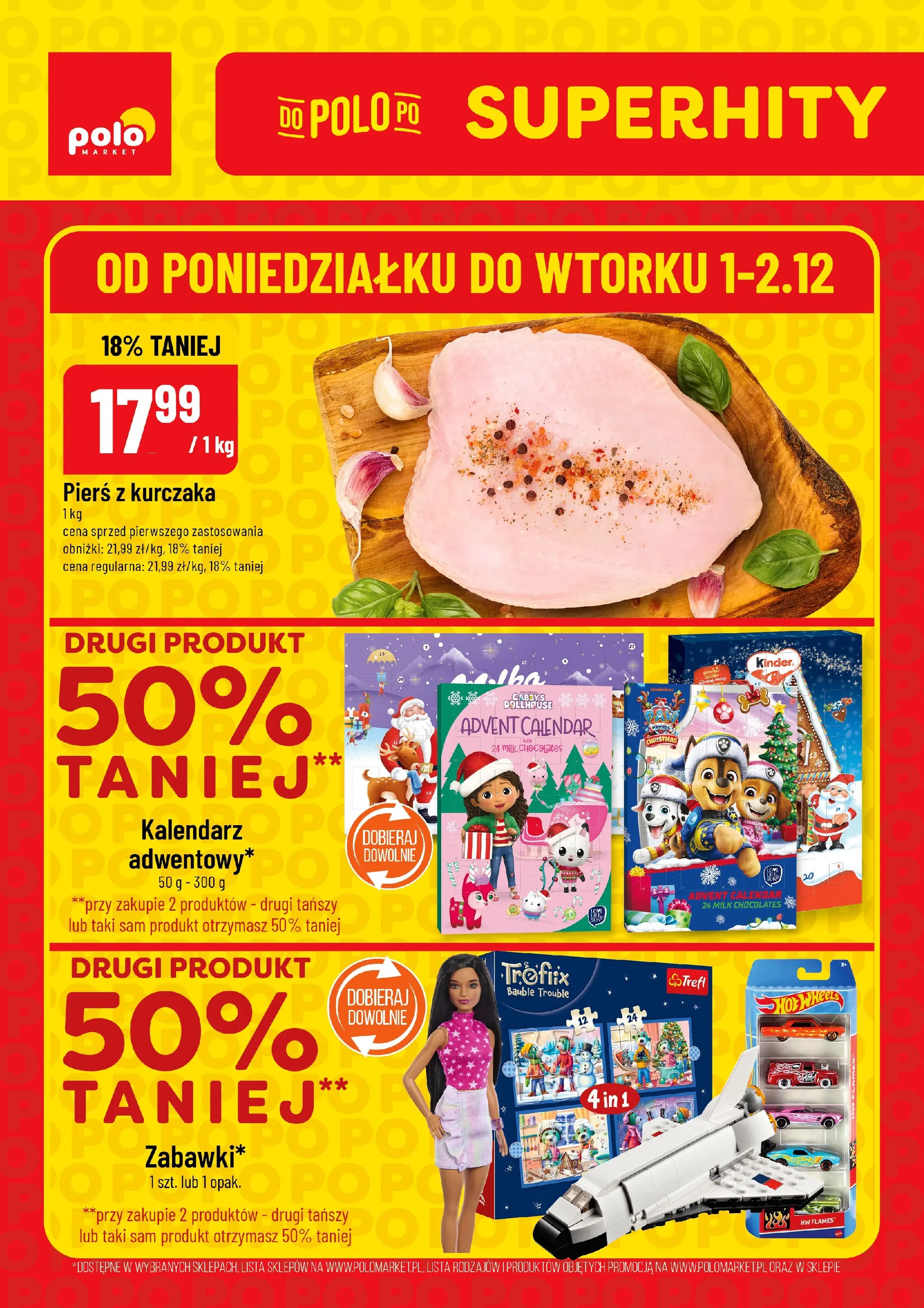 Nowa POLOmarket gazetka od jutra 01.12.2025 (PDF) | Strona: 1 | Produkty: Pierś z kurczaka, Kalendarz