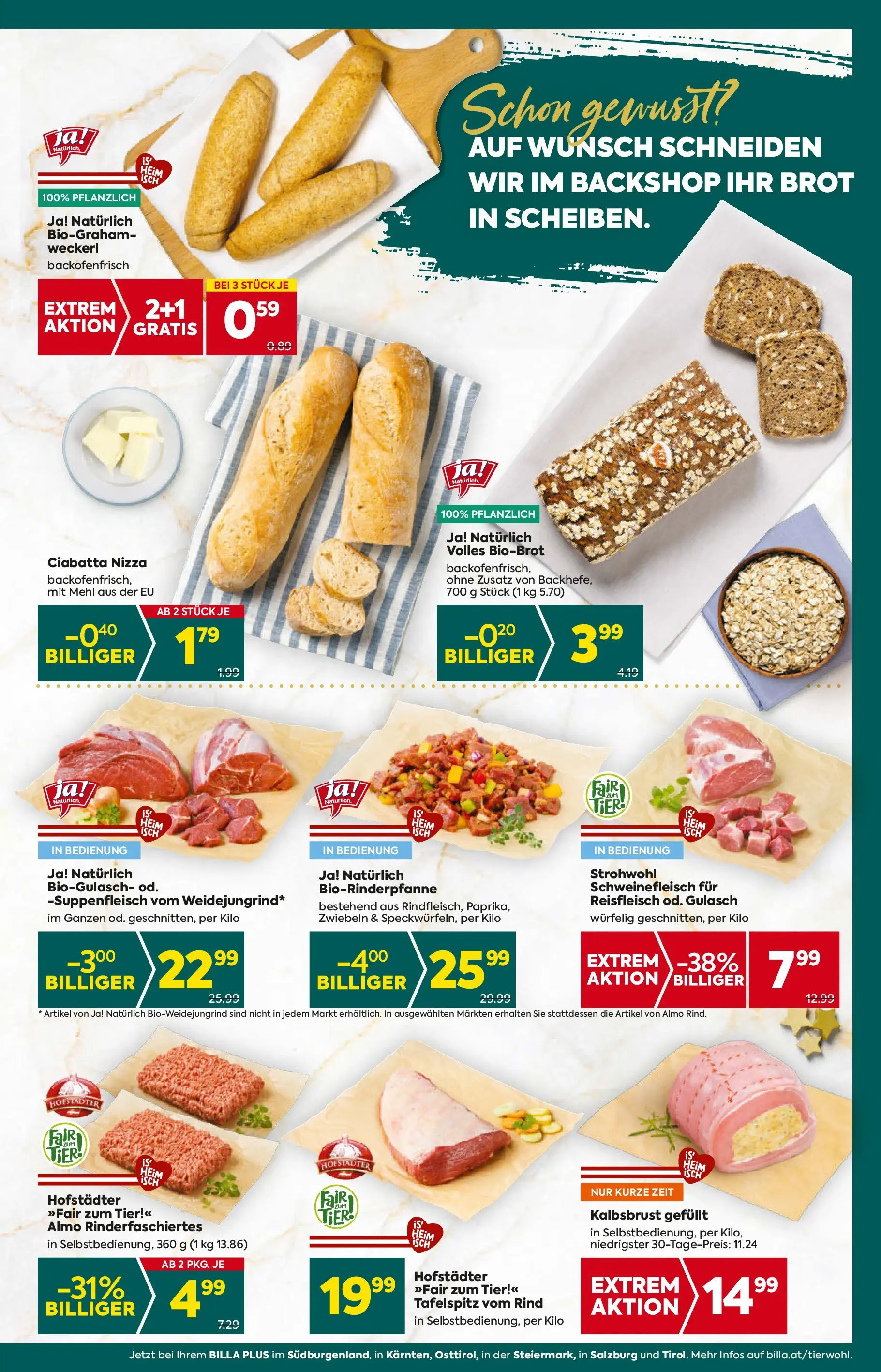 Billa Plus Flugblatt - Salzburg von 04.12.2025 - Aktuelle Angebote | Seite: 13 | Produkte: Zwiebeln, Brot, Schweinefleisch