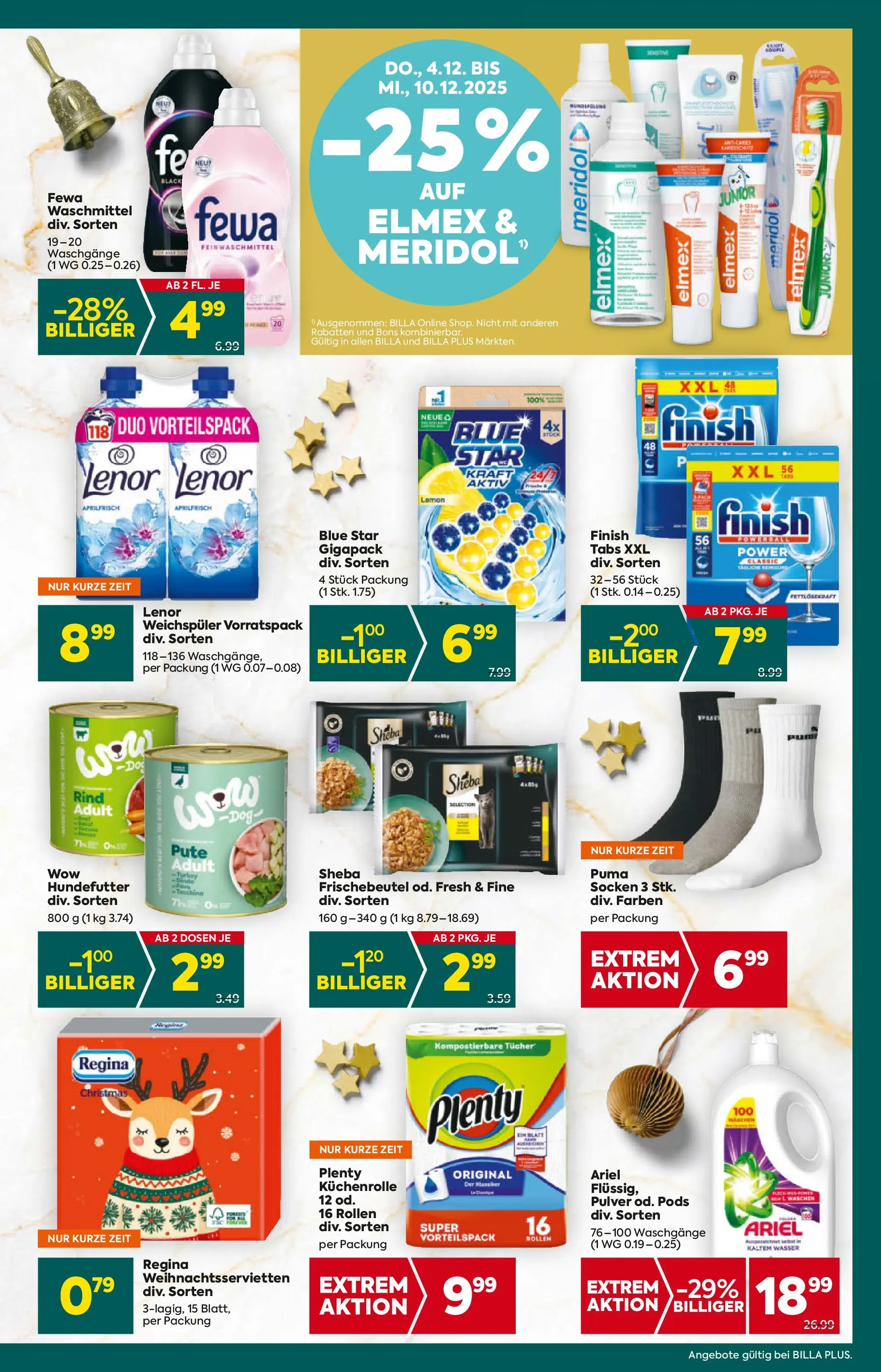 Billa Plus Flugblatt - Salzburg von 04.12.2025 - Aktuelle Angebote | Seite: 19 | Produkte: Socken, Wasser, Balles de ping-pong, Weichspüler