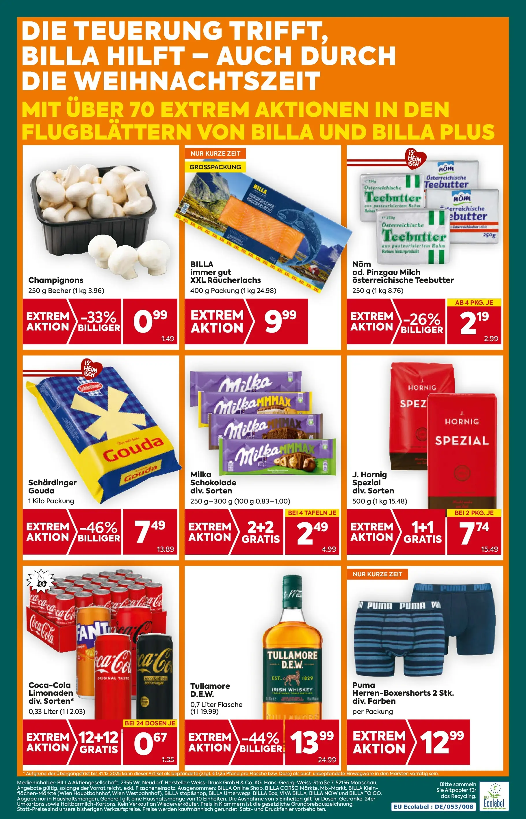 Billa Plus Flugblatt - Salzburg von 04.12.2025 - Aktuelle Angebote | Seite: 20 | Produkte: Whiskey, Milch, Butter, Schokolade
