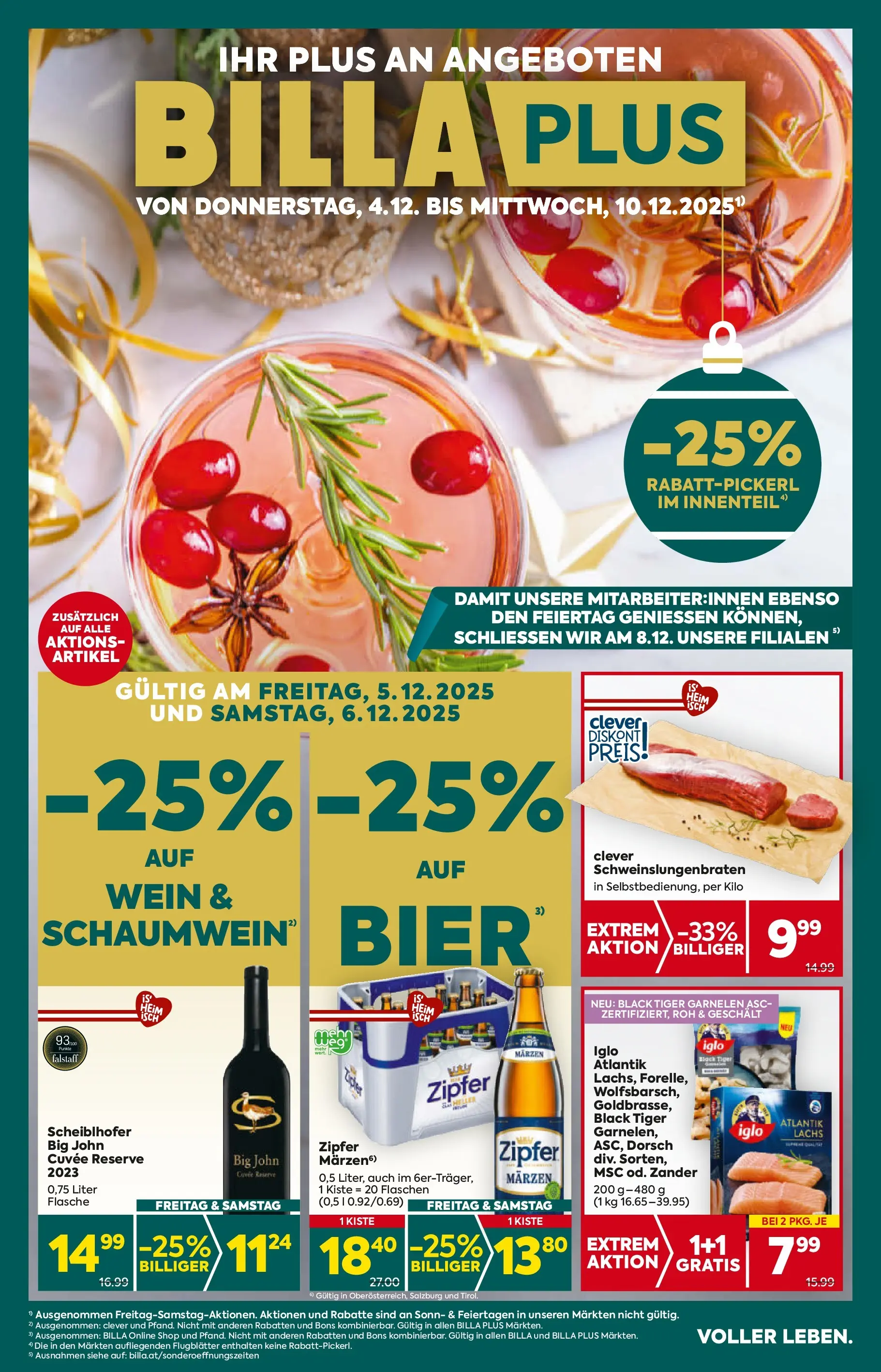 Billa Plus Flugblatt - Oberösterreich von 04.12.2025 - Aktuelle Angebote | Seite: 1 | Produkte: Wein, Bier