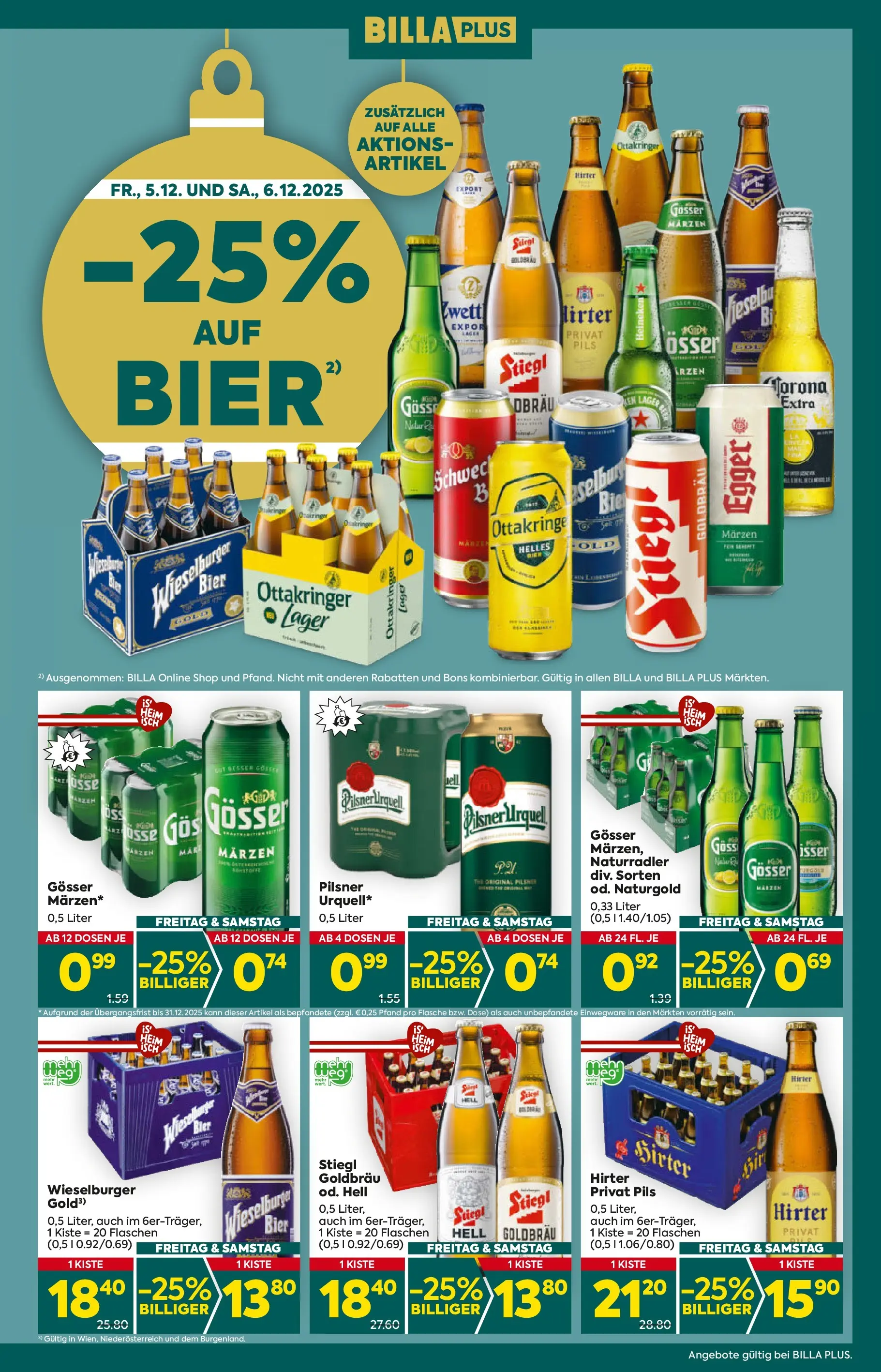 Billa Plus Flugblatt - Wien von 04.12.2025 - Aktuelle Angebote | Seite: 3 | Produkte: Bier