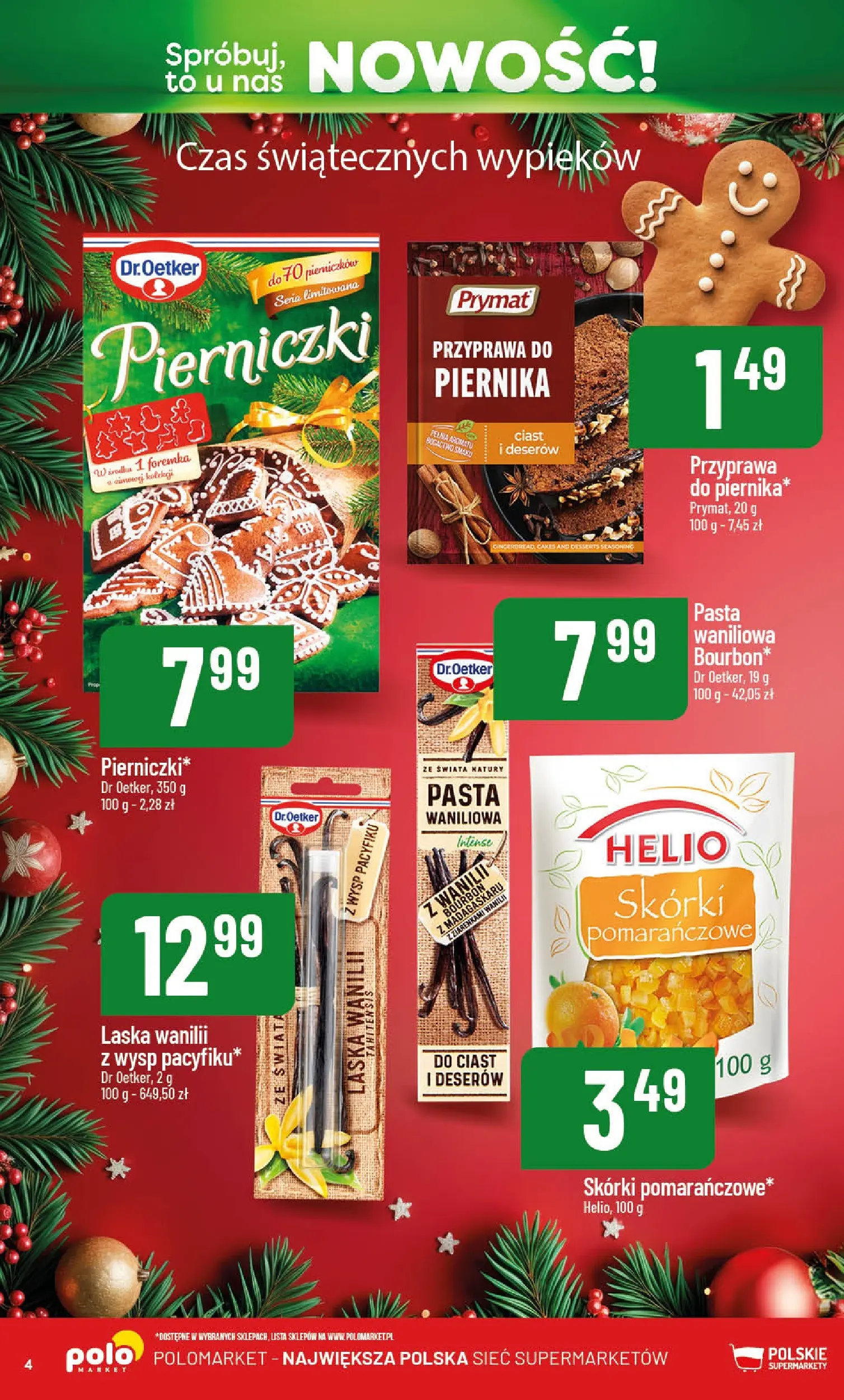 Nowa POLOmarket gazetka od jutra 01.12.2025 (PDF) | Strona: 4 | Produkty: Bourbon, Pasta waniliowa, Przyprawa do piernika