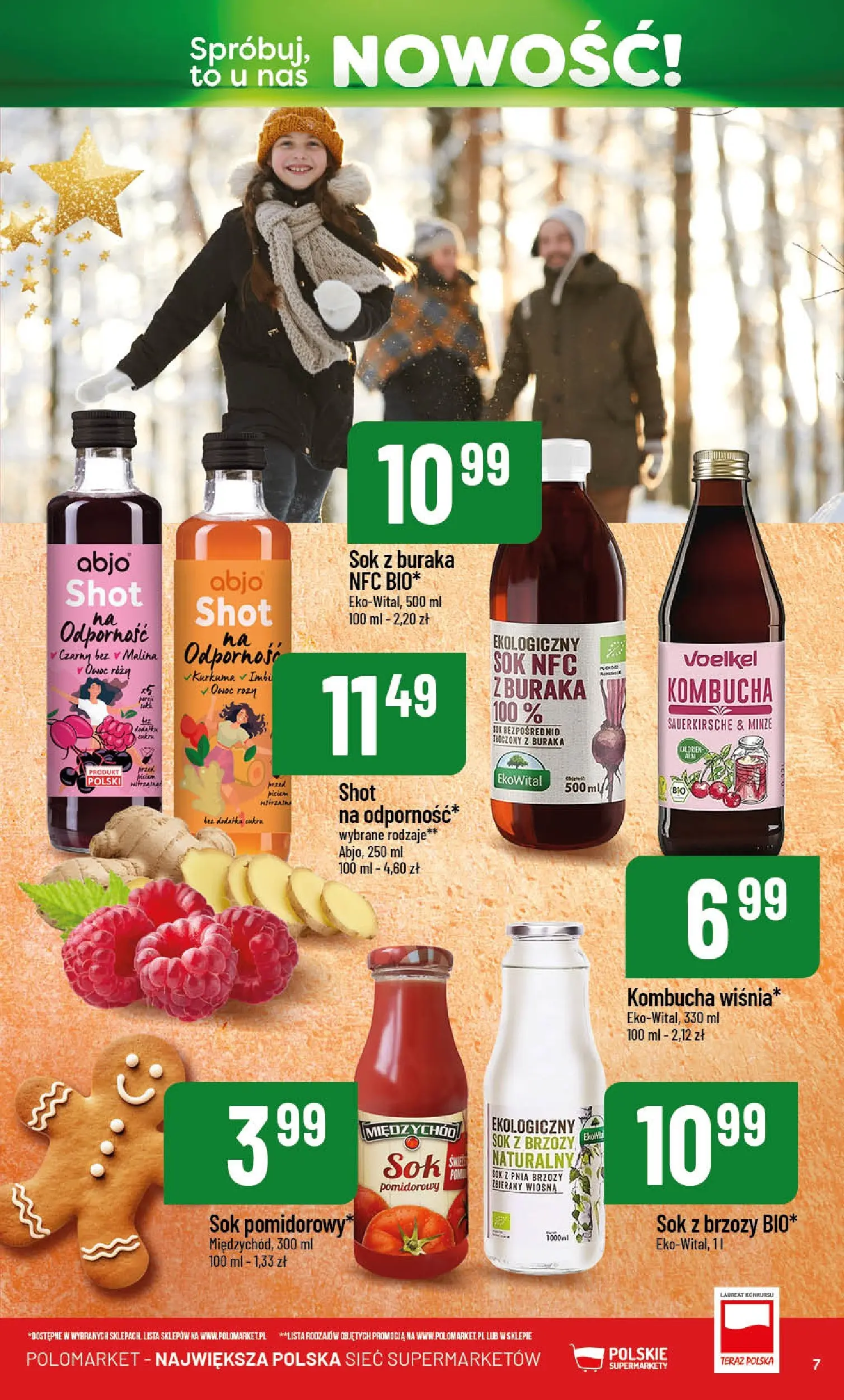 Nowa POLOmarket gazetka od jutra 01.12.2025 (PDF) | Strona: 7 | Produkty: Sok z brzozy, Kurkuma, Sok, Kombucha