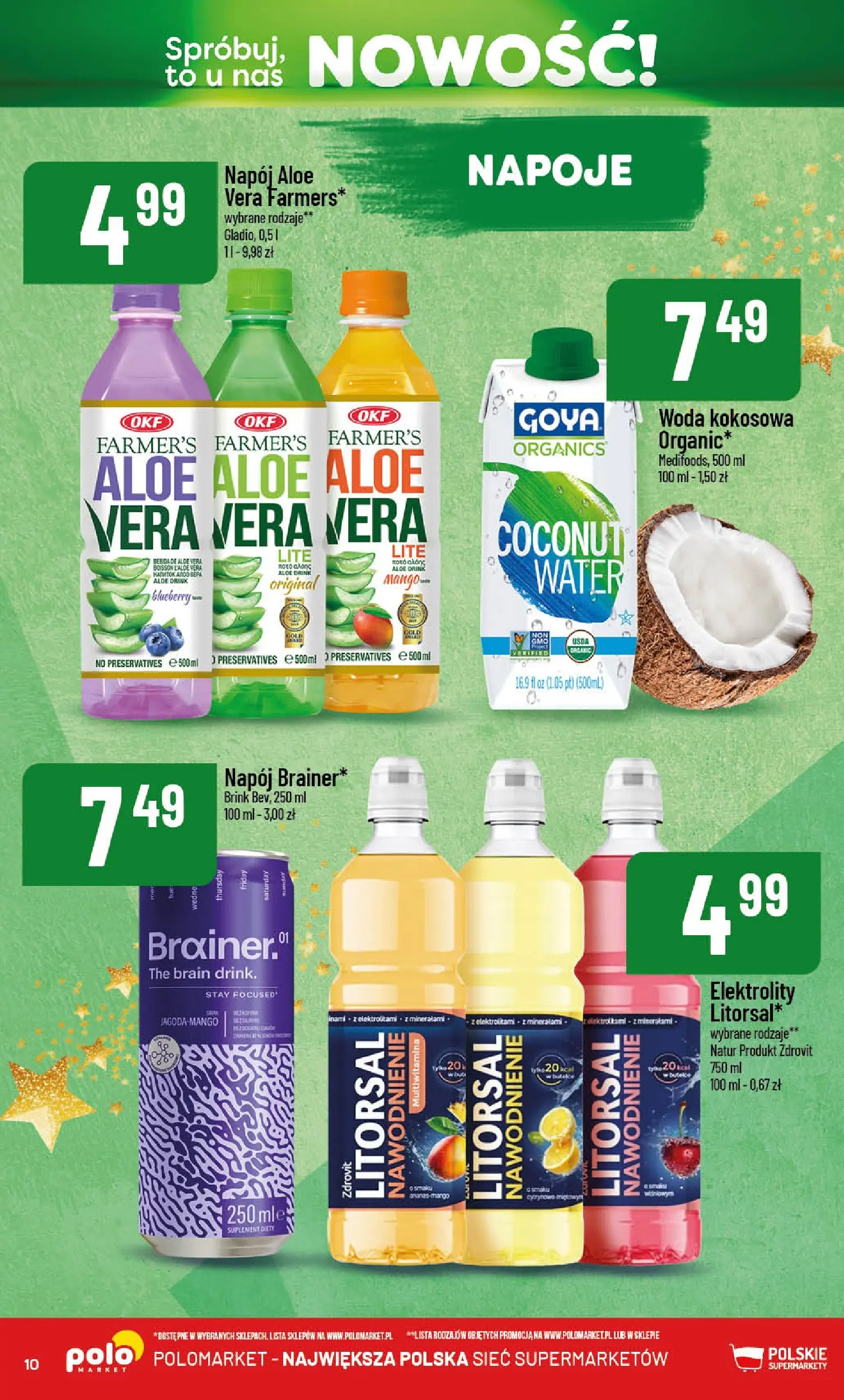 Nowa POLOmarket gazetka od jutra 01.12.2025 (PDF) | Strona: 10 | Produkty: Mango, Woda kokosowa, Napoje, Woda