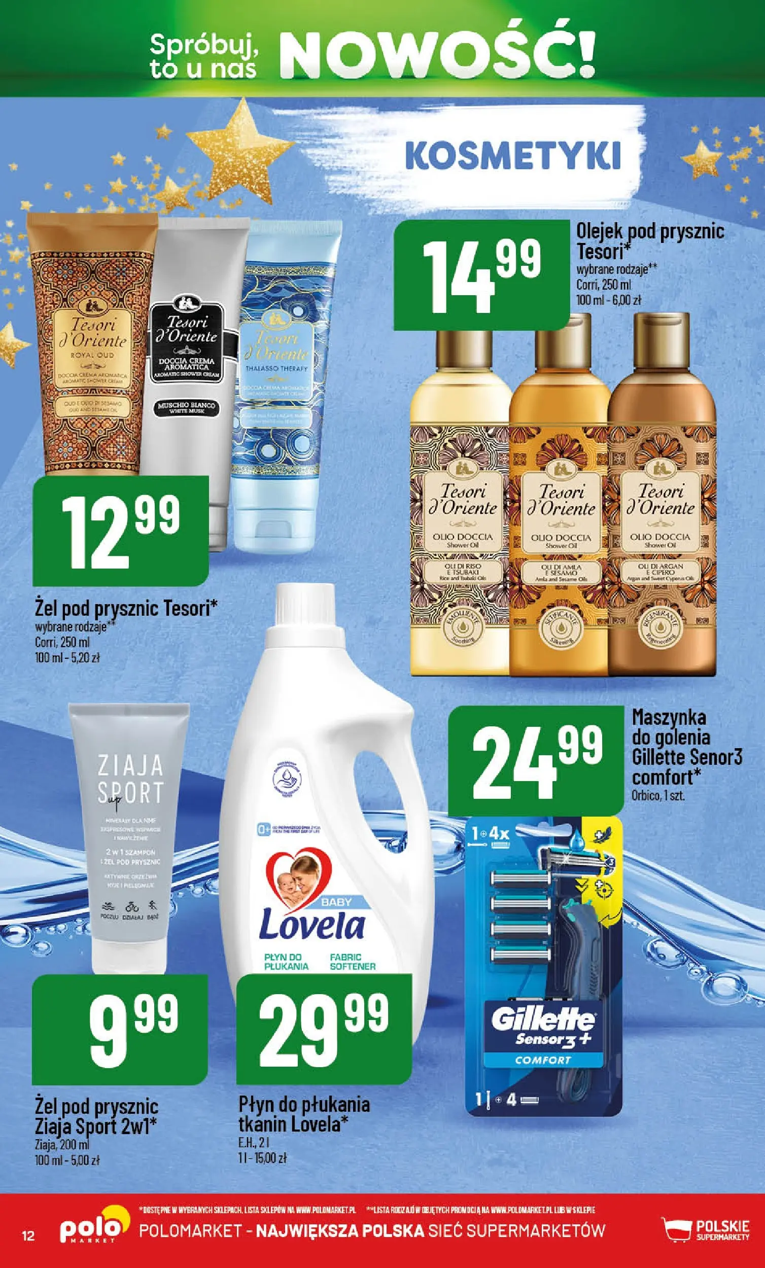 Nowa POLOmarket gazetka od jutra 01.12.2025 (PDF) | Strona: 12 | Produkty: Maszynka do golenia, Prysznic, Żel pod prysznic, Lovela