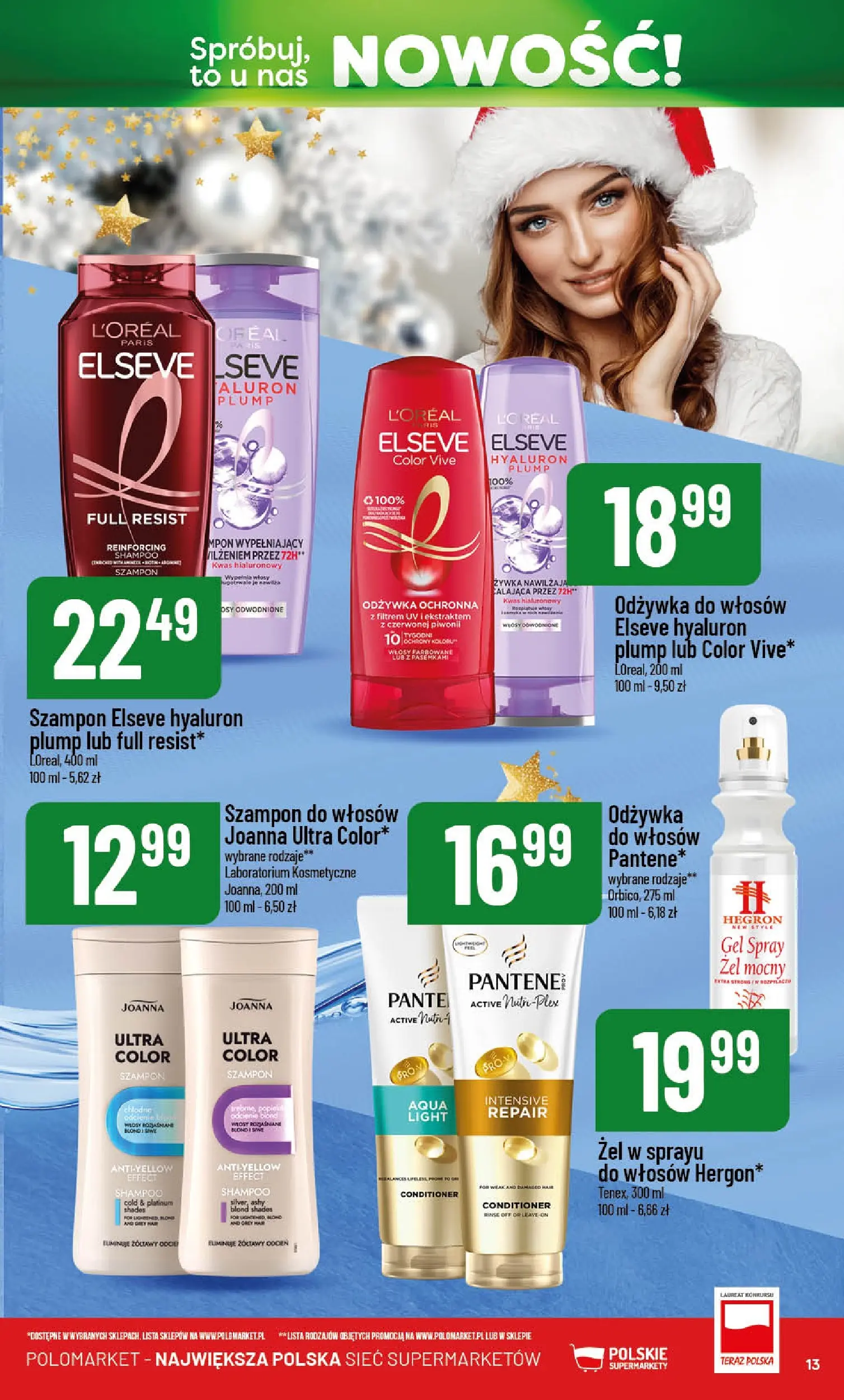 Nowa POLOmarket gazetka od jutra 01.12.2025 (PDF) | Strona: 13 | Produkty: Szampon, Odżywka, Odżywka do włosów