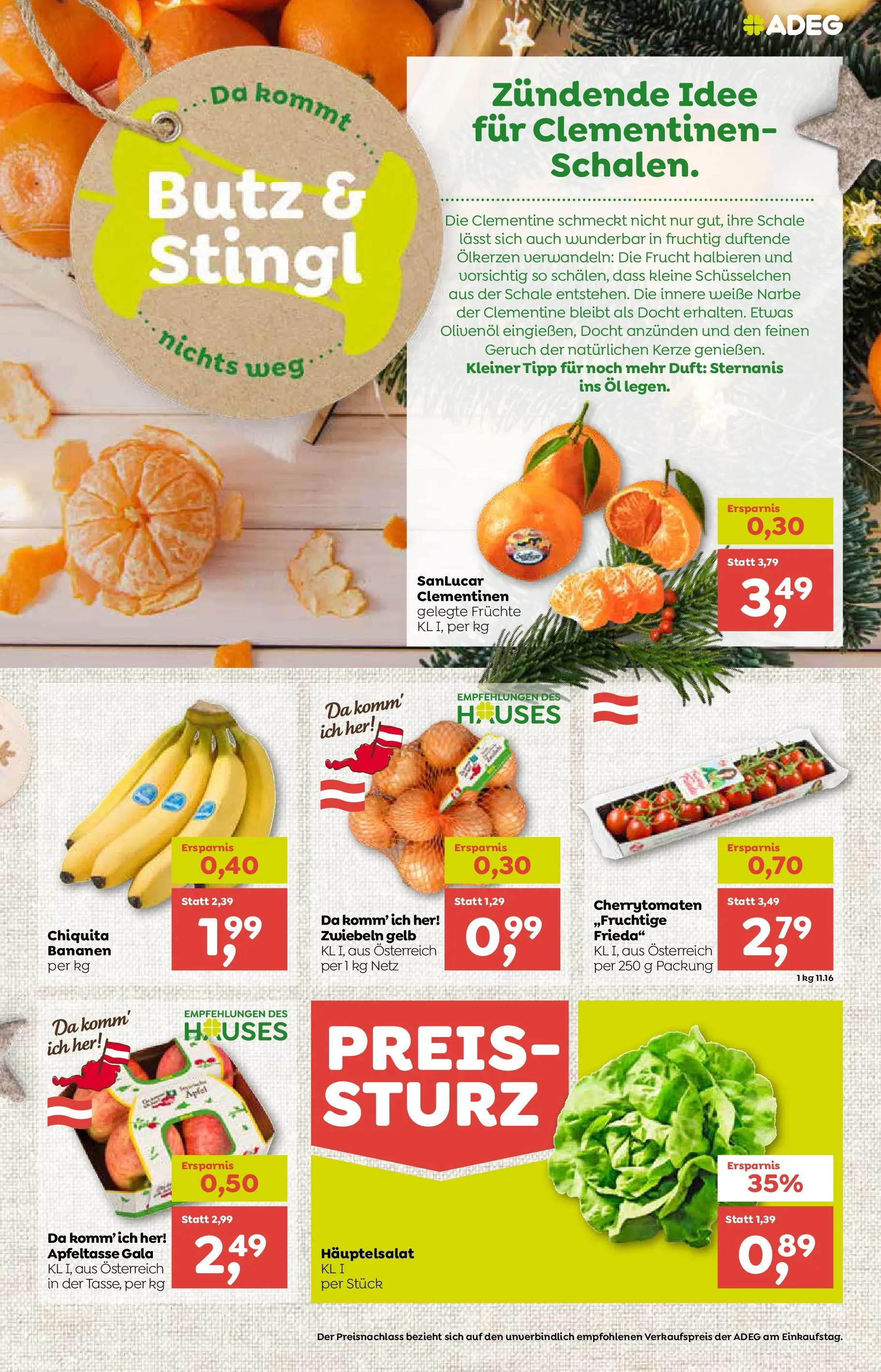 ADEG Wolfurt von 04.12.2025 - Aktuelle Angebote | Seite: 3 | Produkte: Zwiebeln, Duft, Öl, Bananen