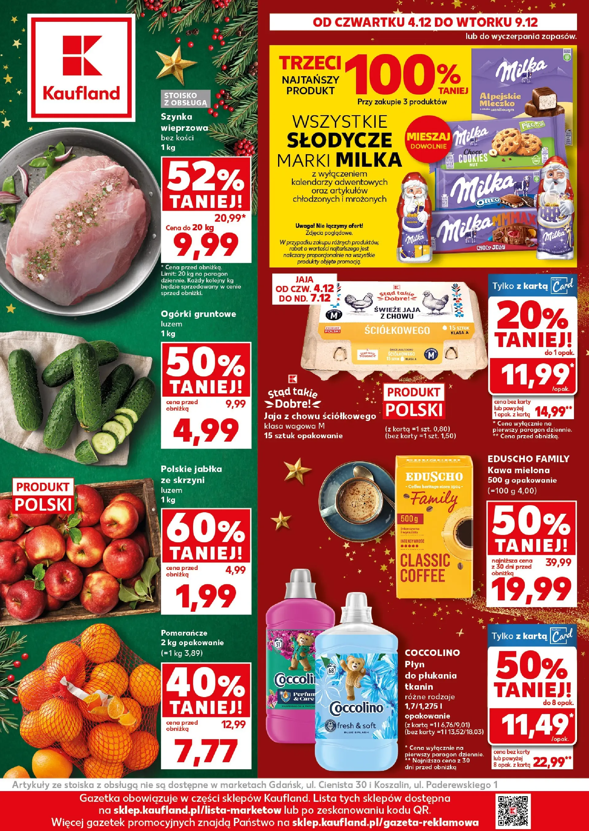 Kaufland gazetka od 04.12.2025 - od jutra PDF | Strona: 1 | Produkty: Słodycze, Coccolino, Milka, Jabłka