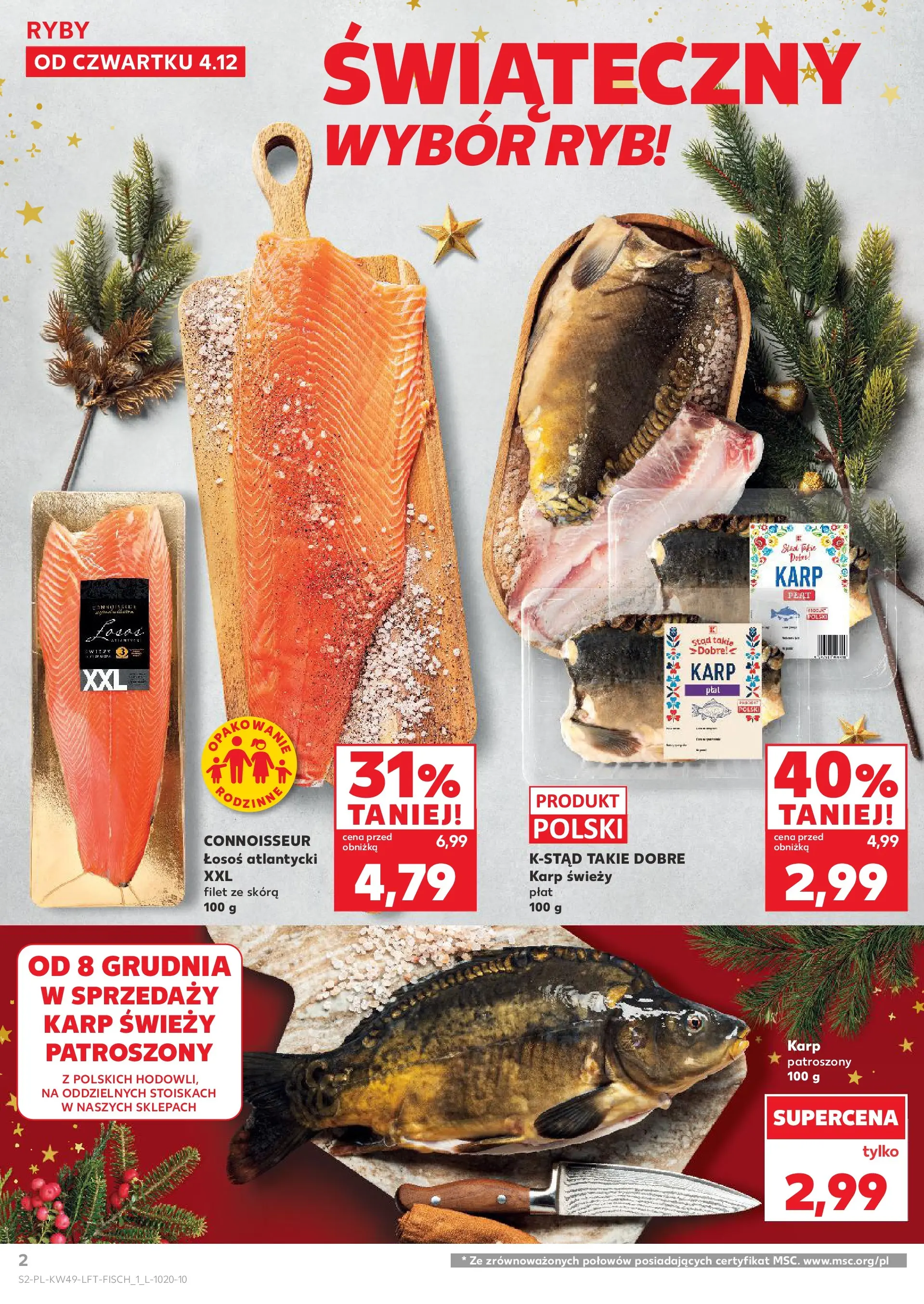 Kaufland gazetka od 04.12.2025 - od jutra PDF | Strona: 2 | Produkty: Łosoś atlantycki, Karp, Łosoś, Ryby