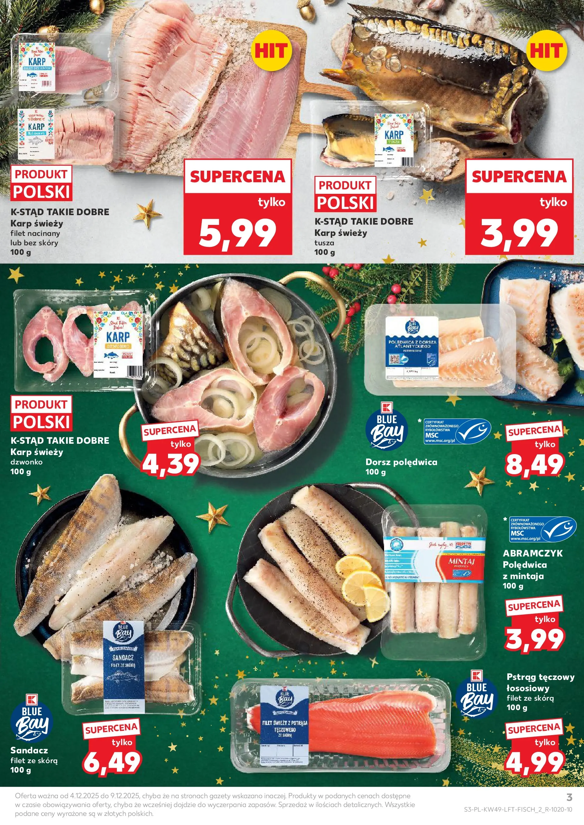 Kaufland gazetka od 04.12.2025 - od jutra PDF | Strona: 3 | Produkty: Dorsz, Mintaj, Polędwica z mintaja, Polędwica z dorsza