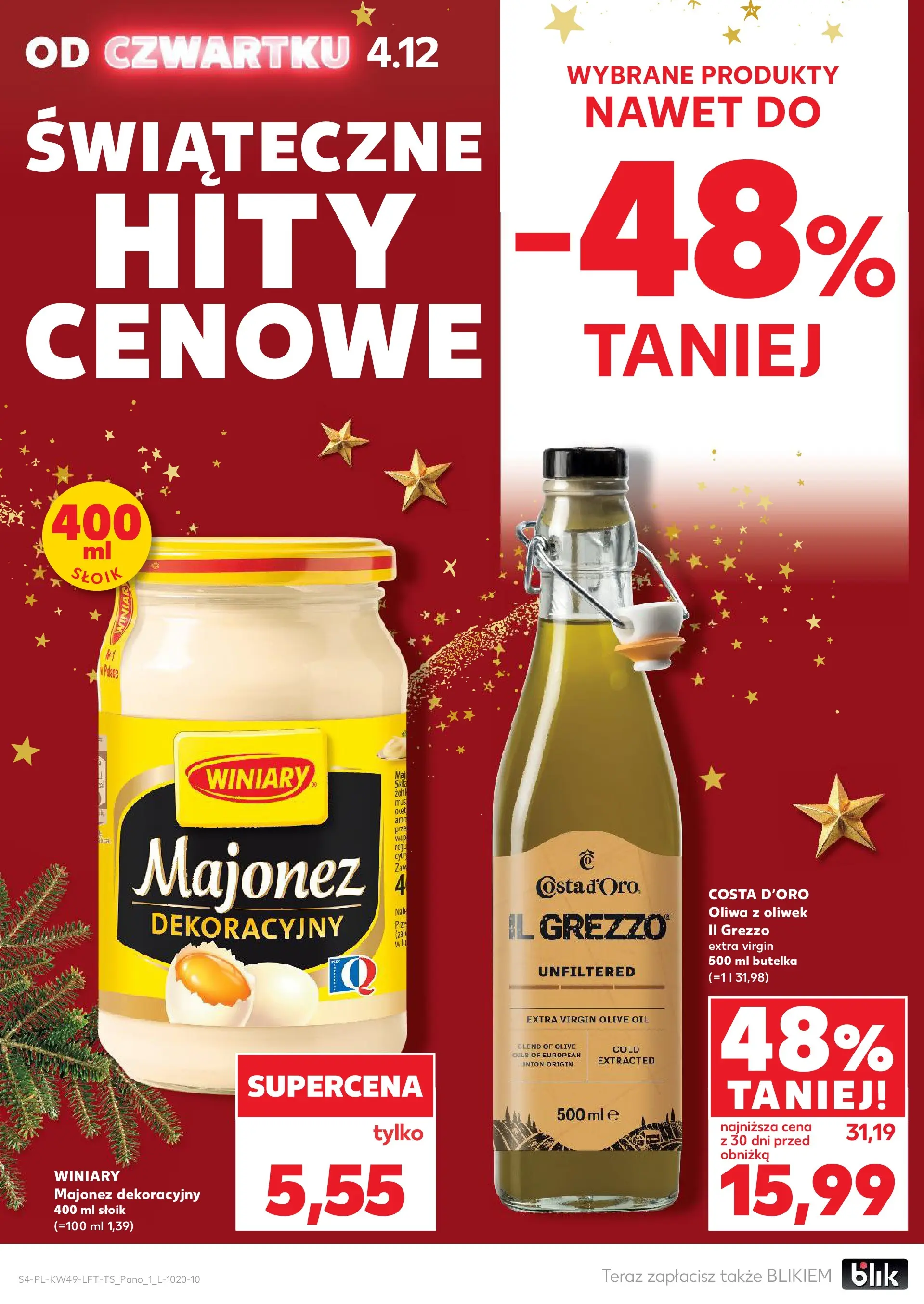 Kaufland gazetka od 04.12.2025 - od jutra PDF | Strona: 4 | Produkty: Ocet, Oliwa z oliwek, Majonez