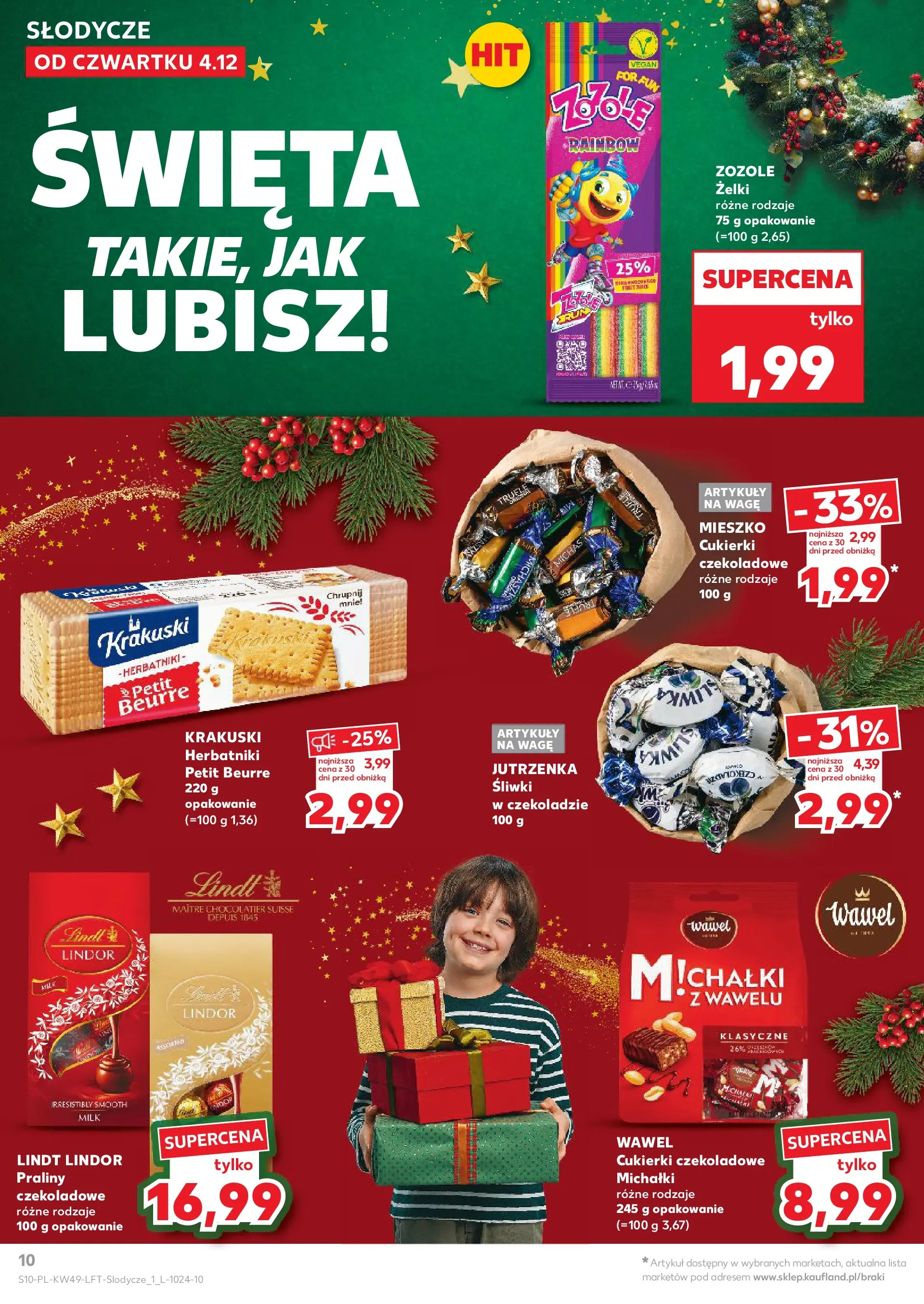 Kaufland gazetka od 04.12.2025 - od jutra PDF | Strona: 10 | Produkty: Praliny, Śliwki, Herbatniki, Żelki