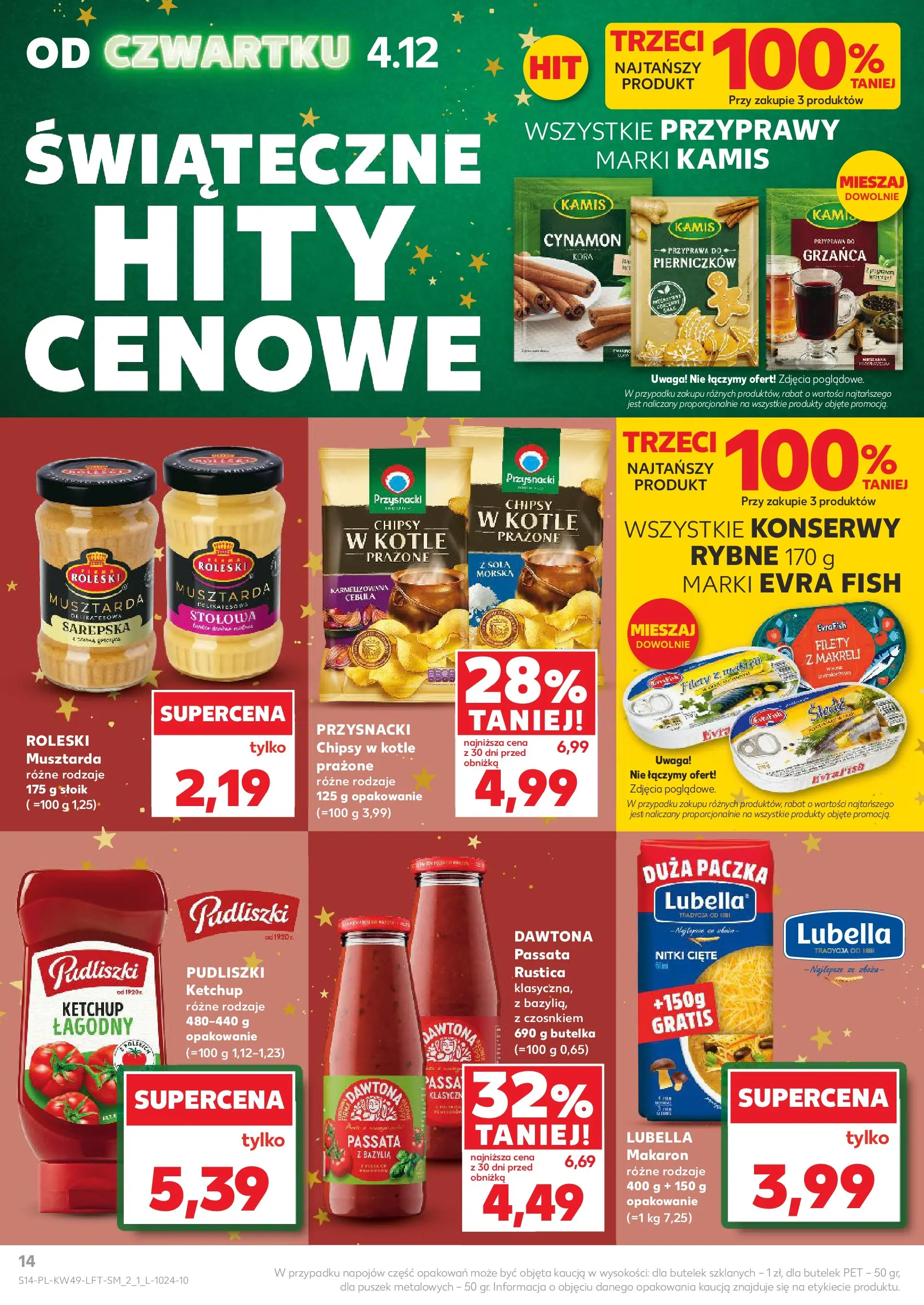 Kaufland gazetka od 04.12.2025 - od jutra PDF | Strona: 14 | Produkty: Chipsy, Ketchup, Musztarda, Makaron