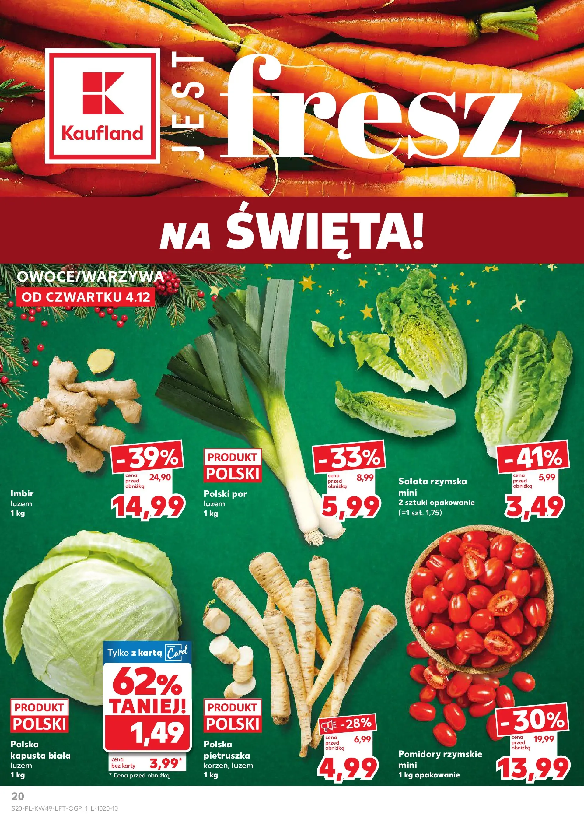 Kaufland gazetka od 04.12.2025 - od jutra PDF | Strona: 20 | Produkty: Kapusta, Karta, Imbir, Kapusta biała