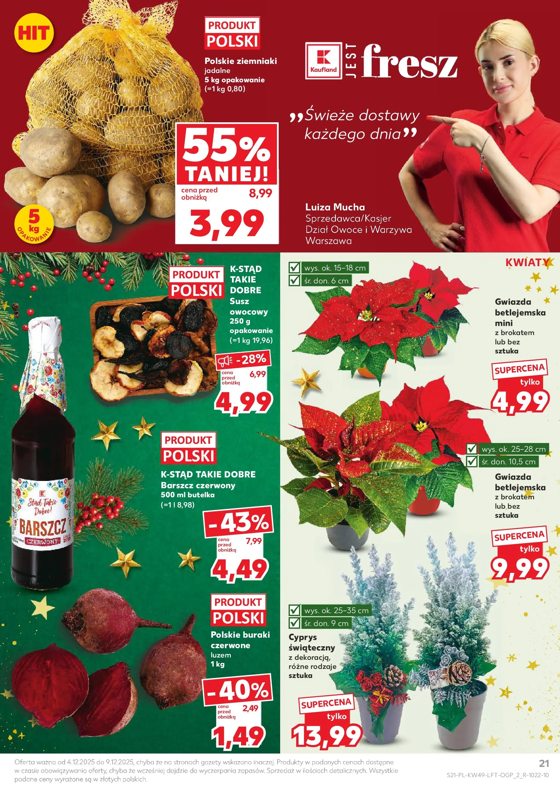 Kaufland gazetka od 04.12.2025 - od jutra PDF | Strona: 21 | Produkty: Barszcz, Buraki, Kwiaty, Ziemniaki