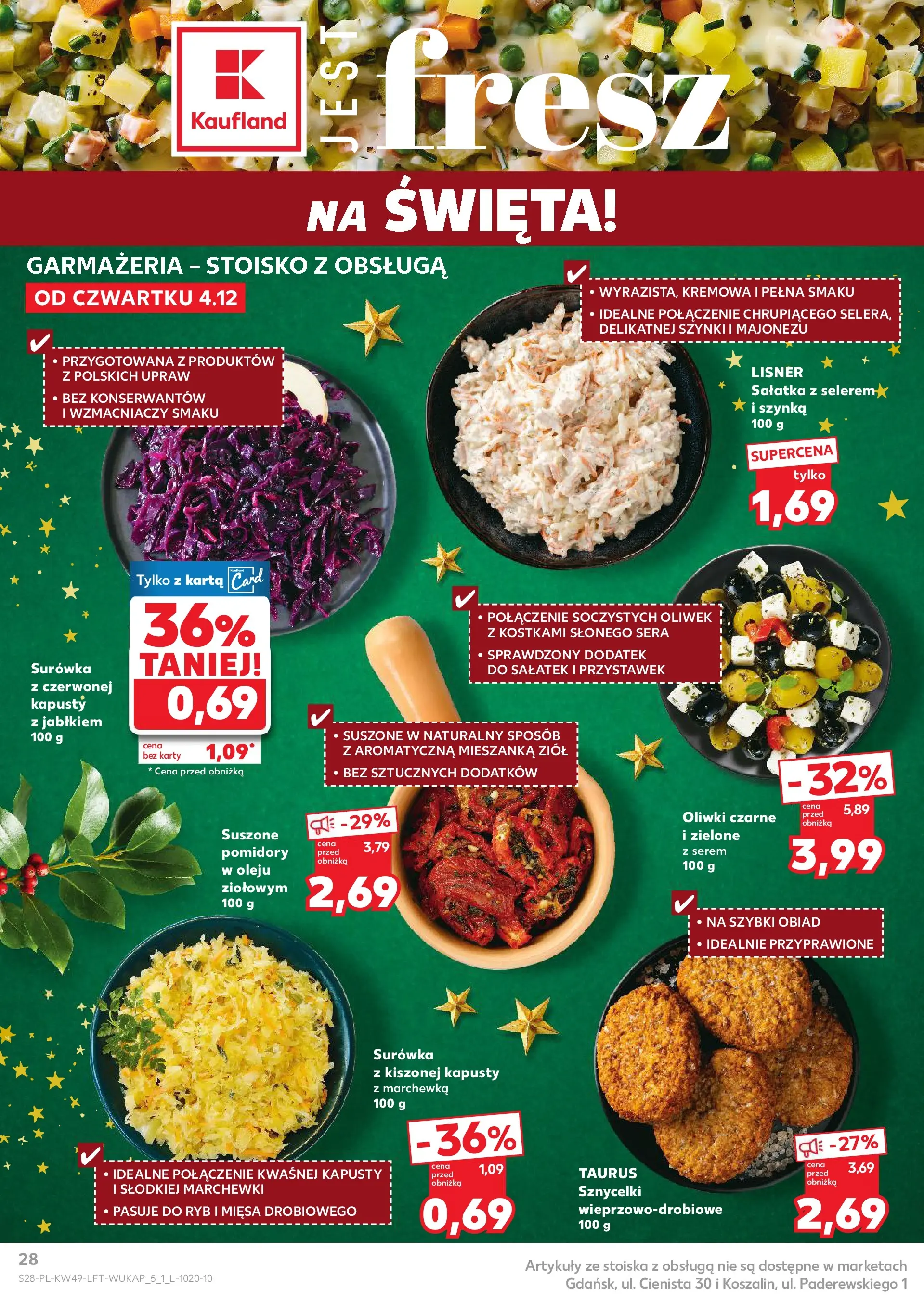 Kaufland gazetka od 04.12.2025 - od jutra PDF | Strona: 28 | Produkty: Karta, Szynka, Pomidory, Sałatka
