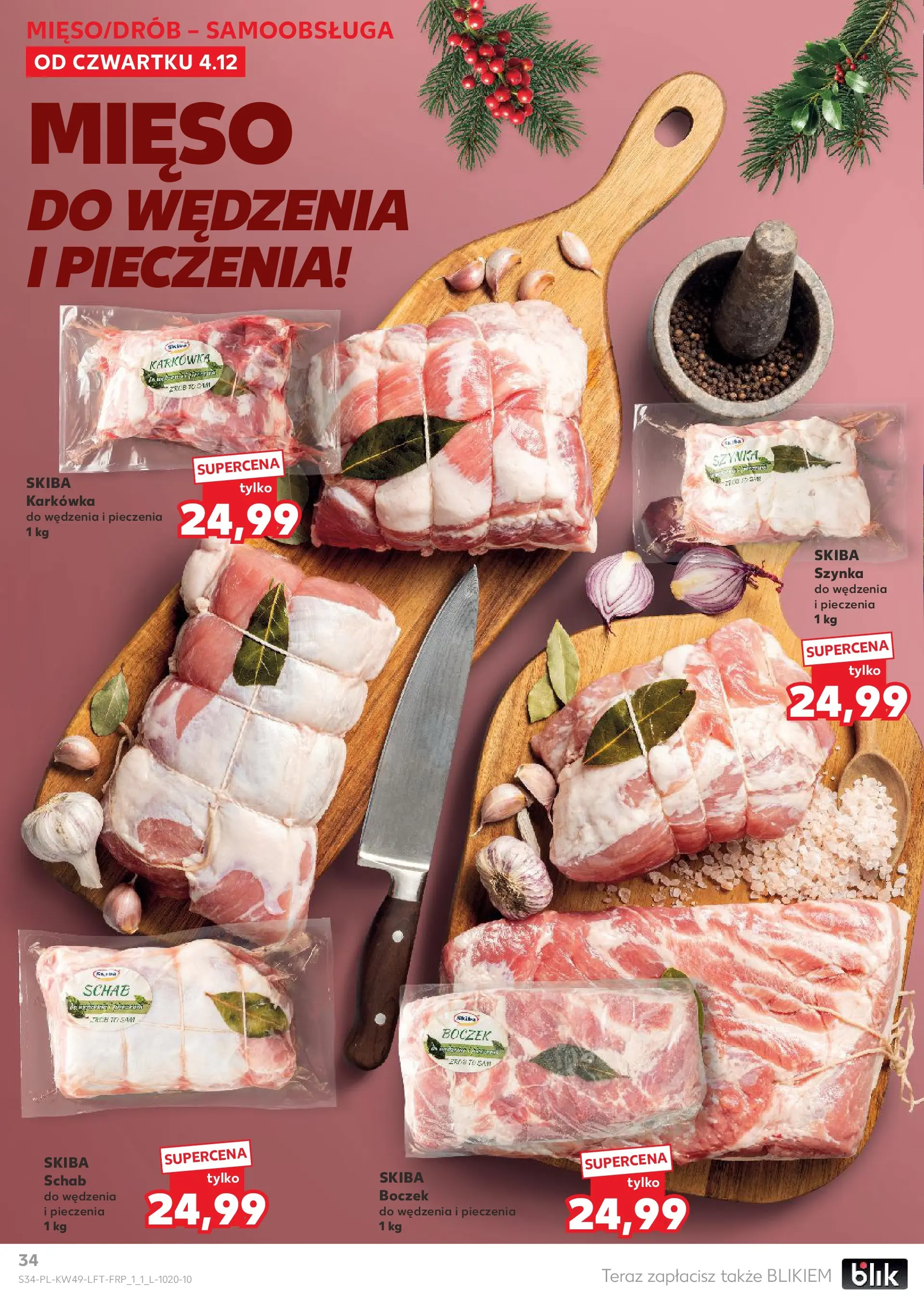Kaufland gazetka od 04.12.2025 - od jutra PDF | Strona: 34 | Produkty: Karkówka, Schab, Szynka, Boczek