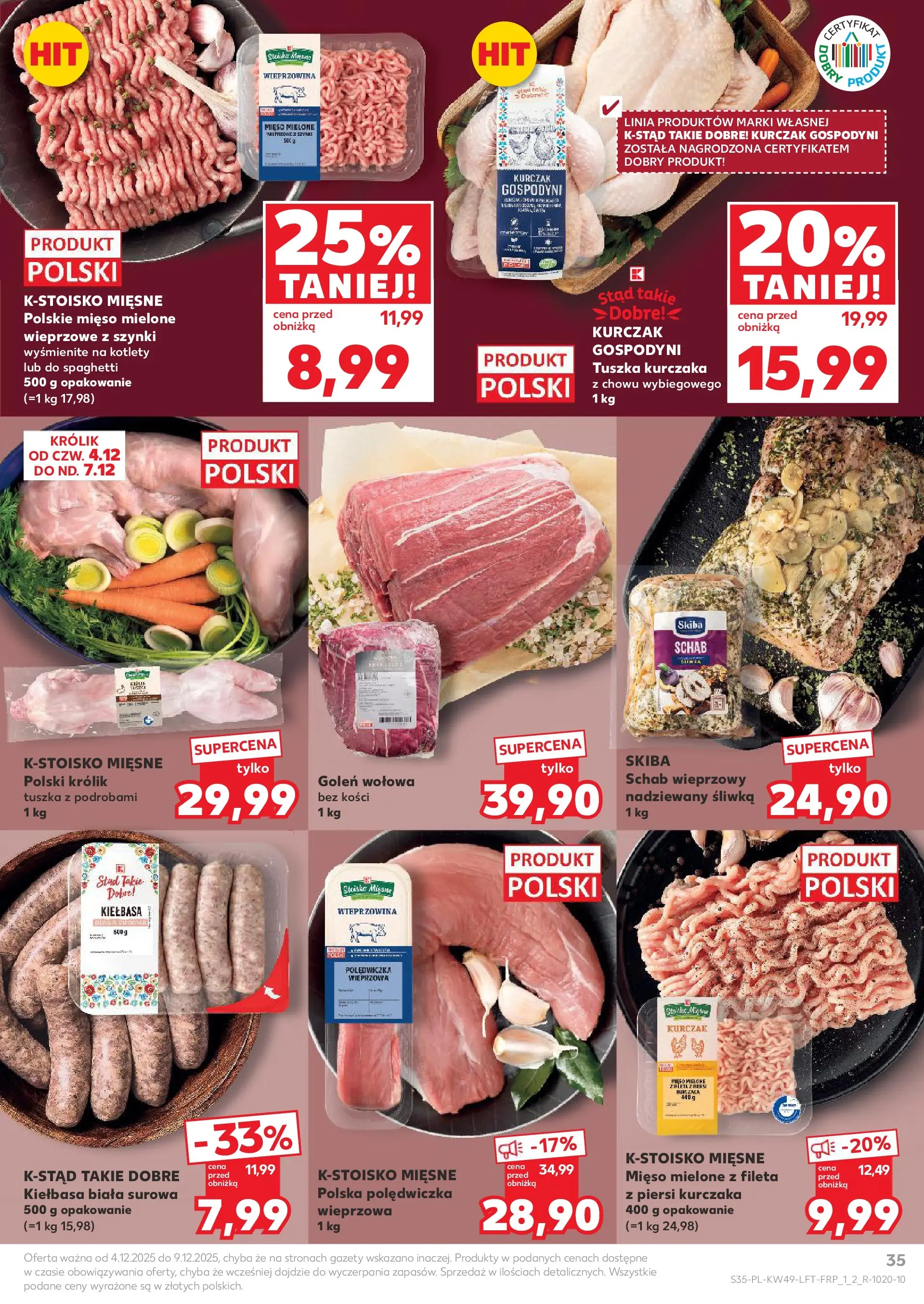 Kaufland gazetka od 04.12.2025 - od jutra PDF | Strona: 35 | Produkty: Kiełbasa, Kurczak, Mięso, Wieprzowina