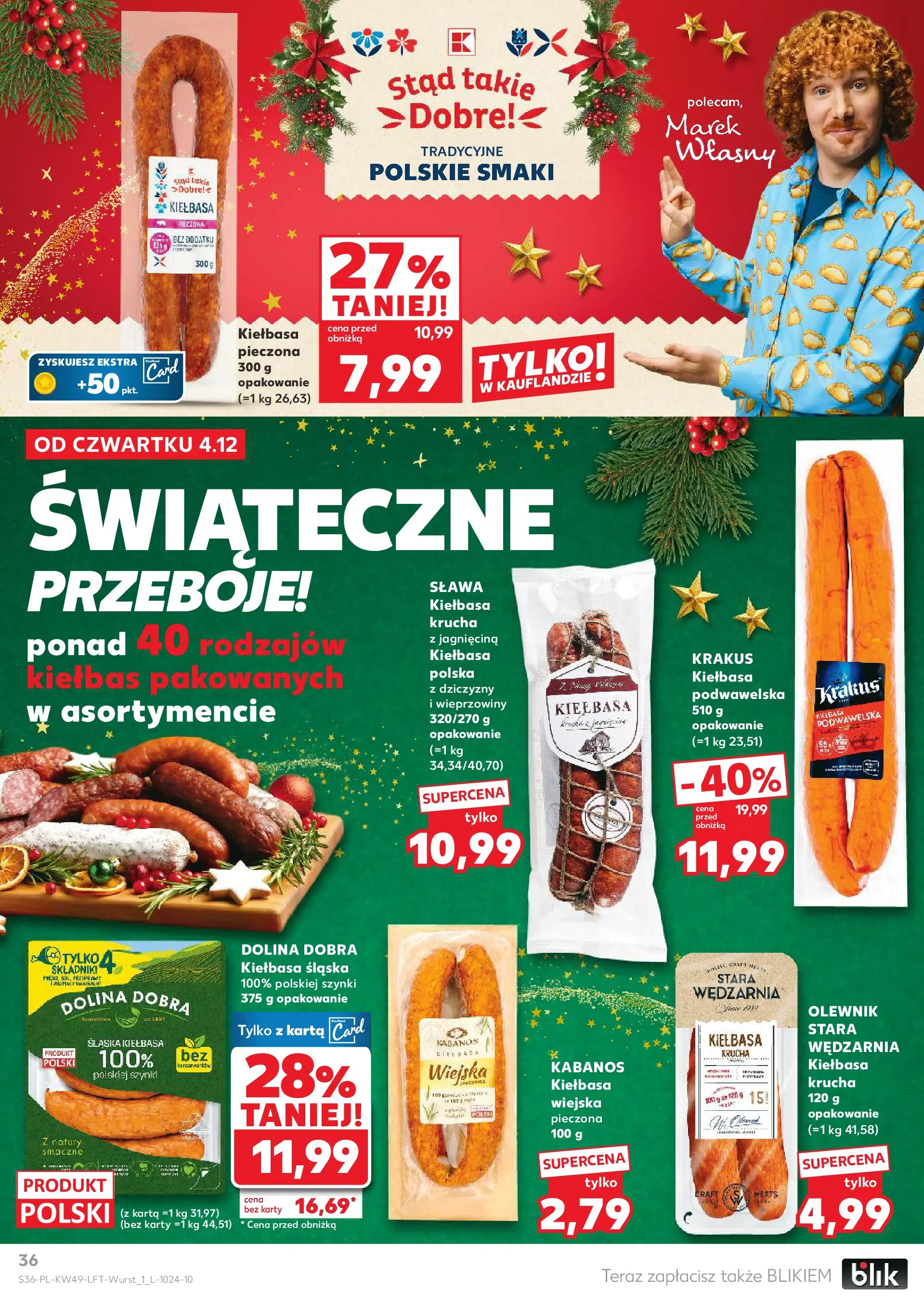 Kaufland gazetka od 04.12.2025 - od jutra PDF | Strona: 36 | Produkty: Kiełbasa, Karta, Jagnięcina, Kiełbasa śląska