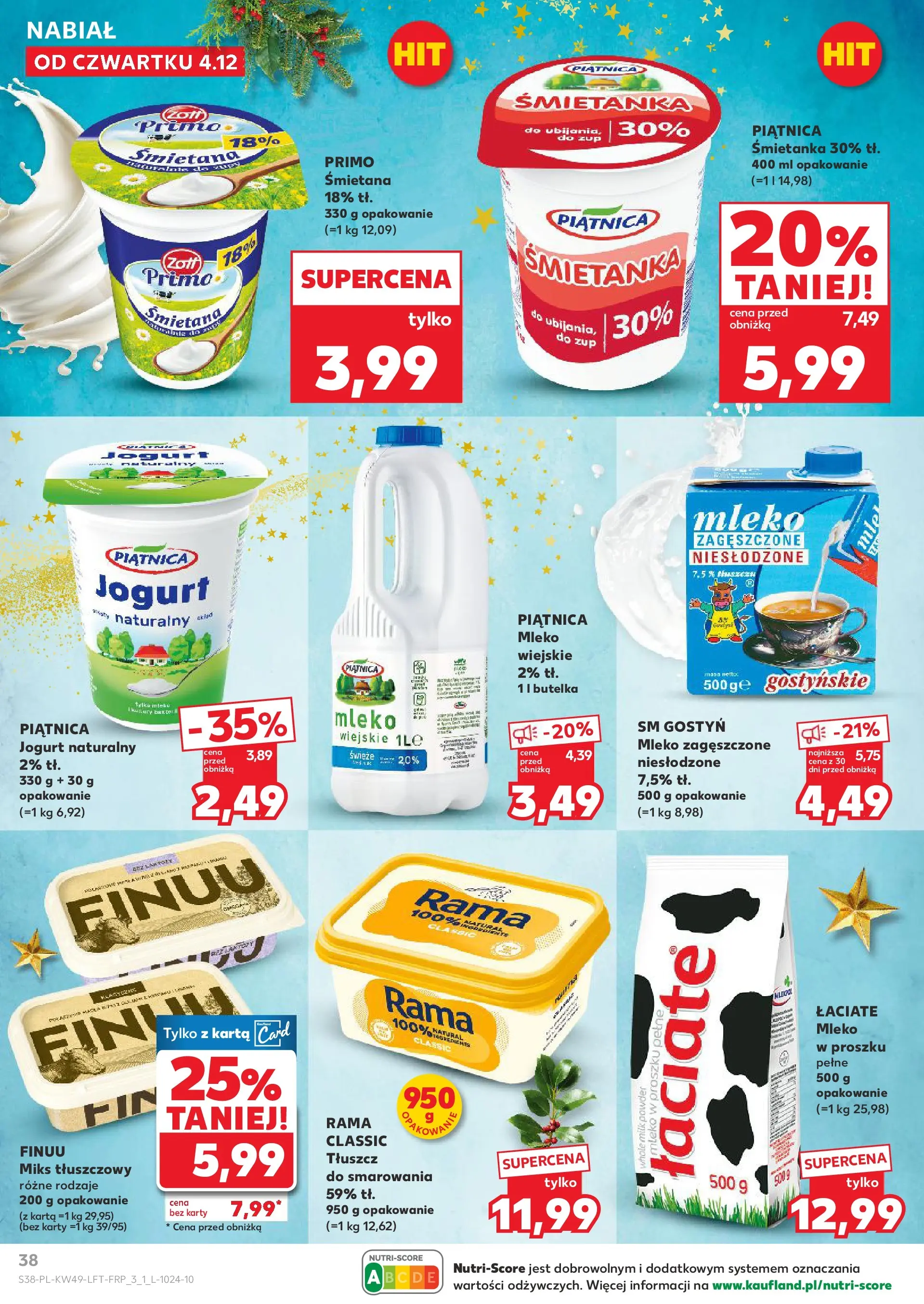 Kaufland gazetka od 04.12.2025 - od jutra PDF | Strona: 38 | Produkty: Mleko w proszku, Jogurt naturalny, Mleko, Jogurt