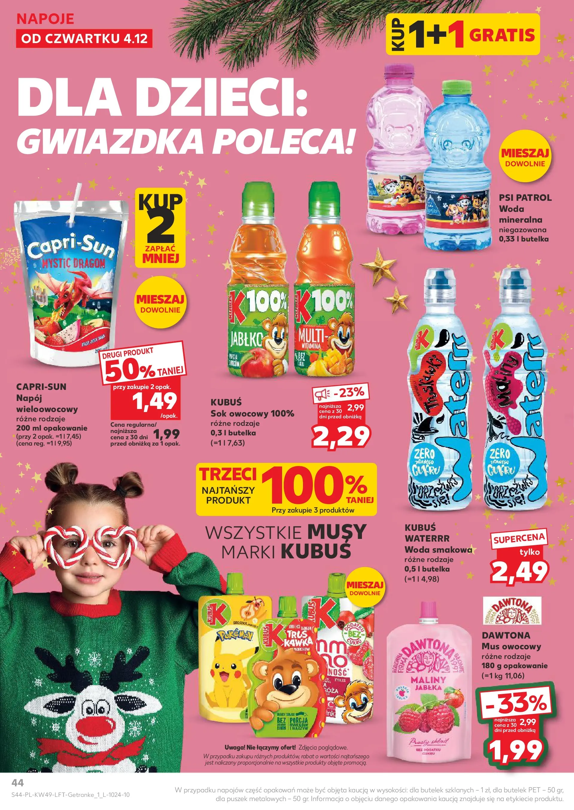 Kaufland gazetka od 04.12.2025 - od jutra PDF | Strona: 44 | Produkty: Napoje, Sok, Jabłka, Woda