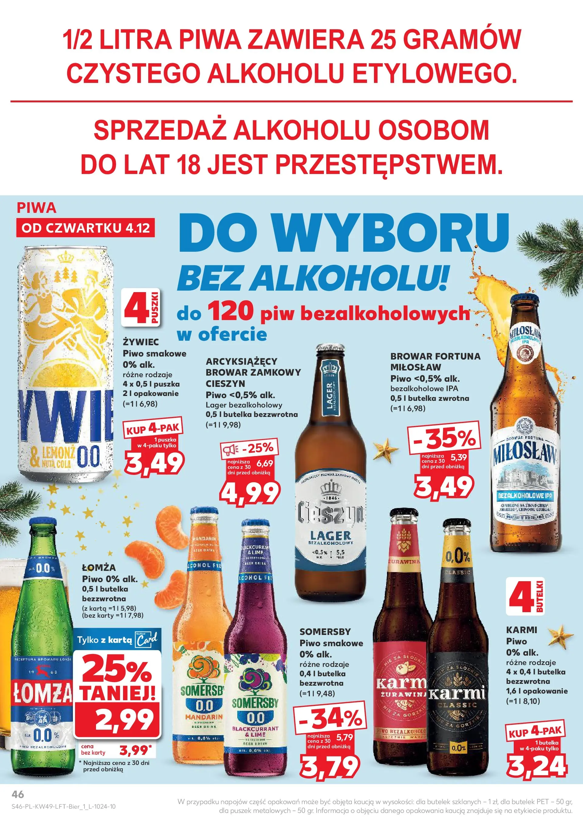 Kaufland gazetka od 04.12.2025 - od jutra PDF | Strona: 46 | Produkty: Karta, Żurawina, Piwo, Somersby