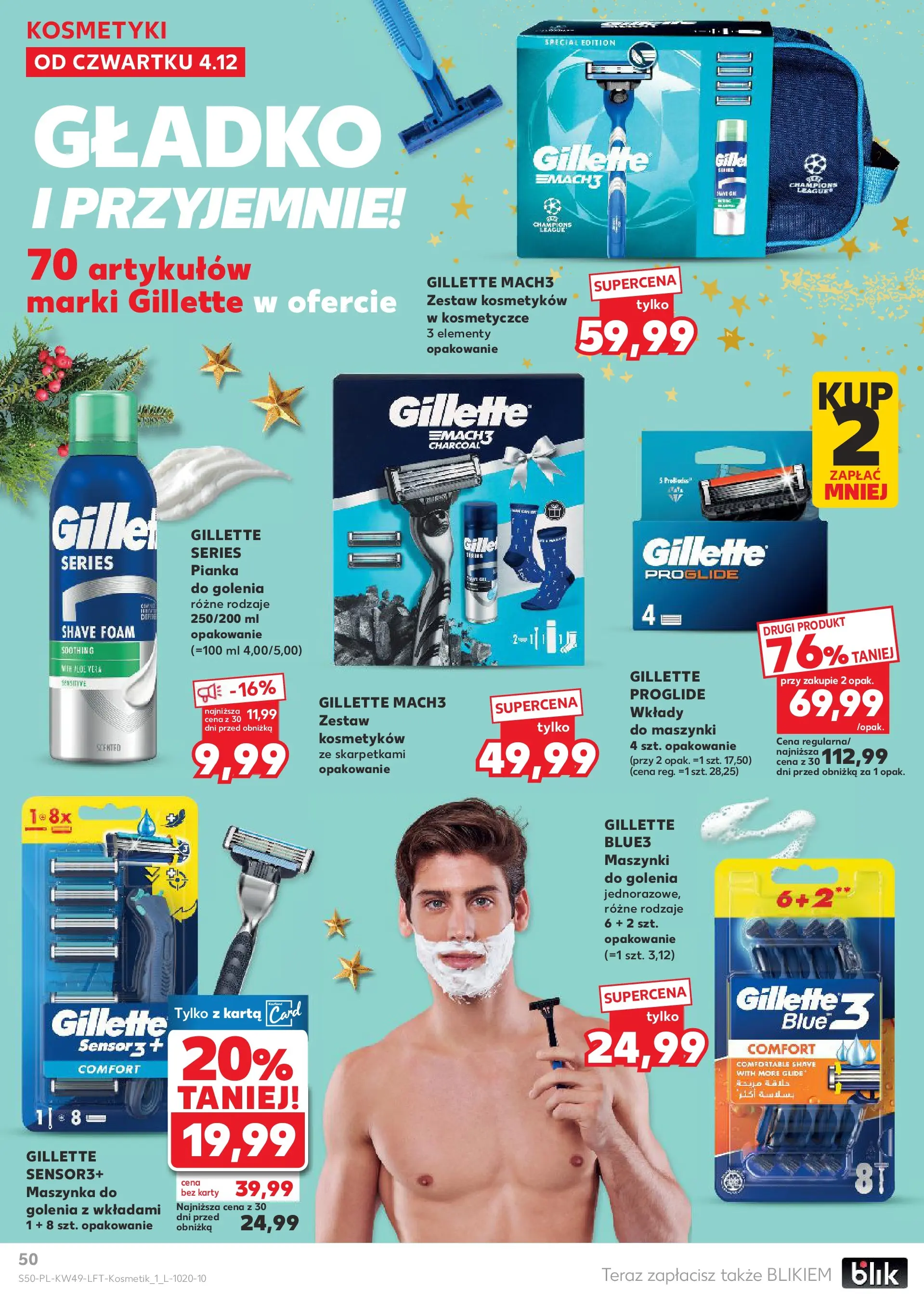Kaufland gazetka od 04.12.2025 - od jutra PDF | Strona: 50 | Produkty: Karta, Gillette, Kosmetyki, Maszynki do golenia