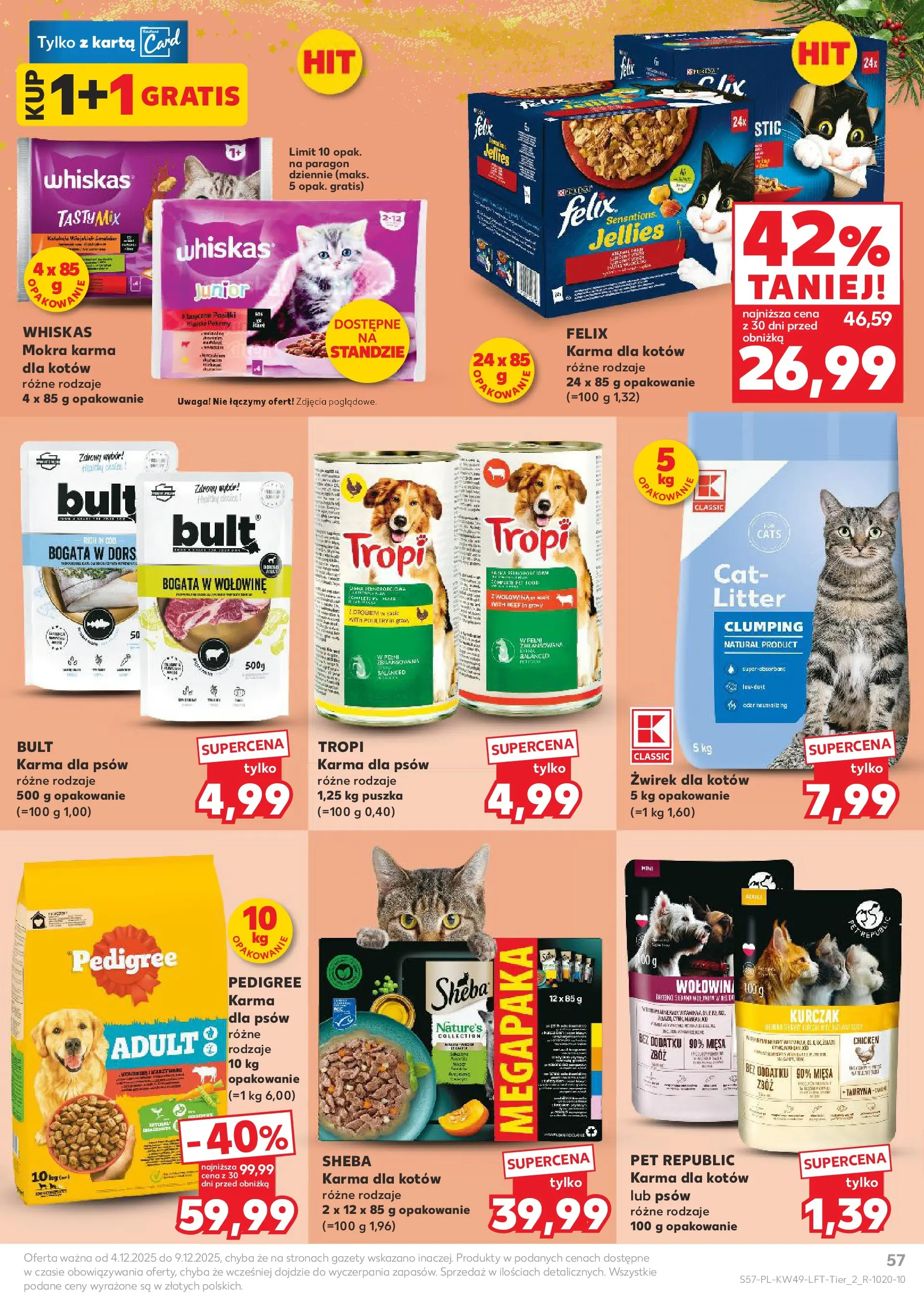 Kaufland gazetka od 04.12.2025 - od jutra PDF | Strona: 57 | Produkty: Karta, Karma dla kotów, Wołowina, Karma dla psów