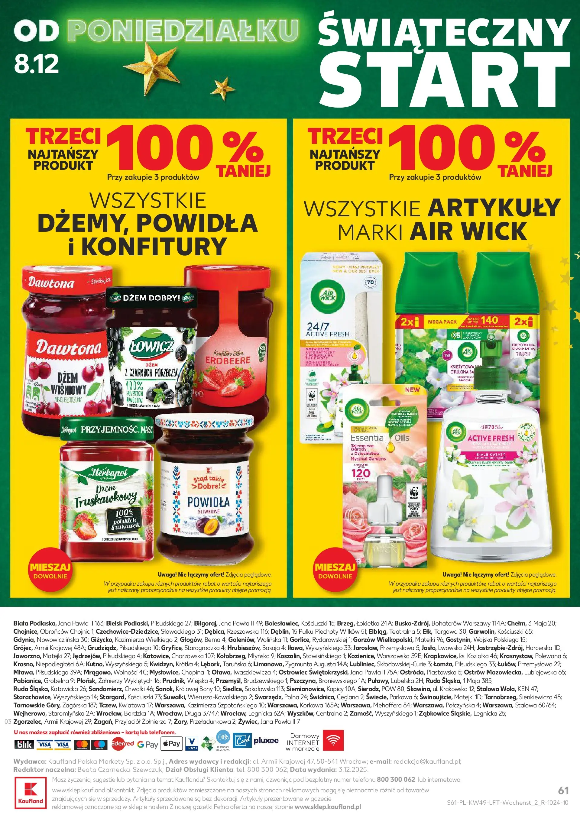 Kaufland gazetka od 04.12.2025 - od jutra PDF | Strona: 61 | Produkty: Karta, Dżem, Powidła, Kwiaty