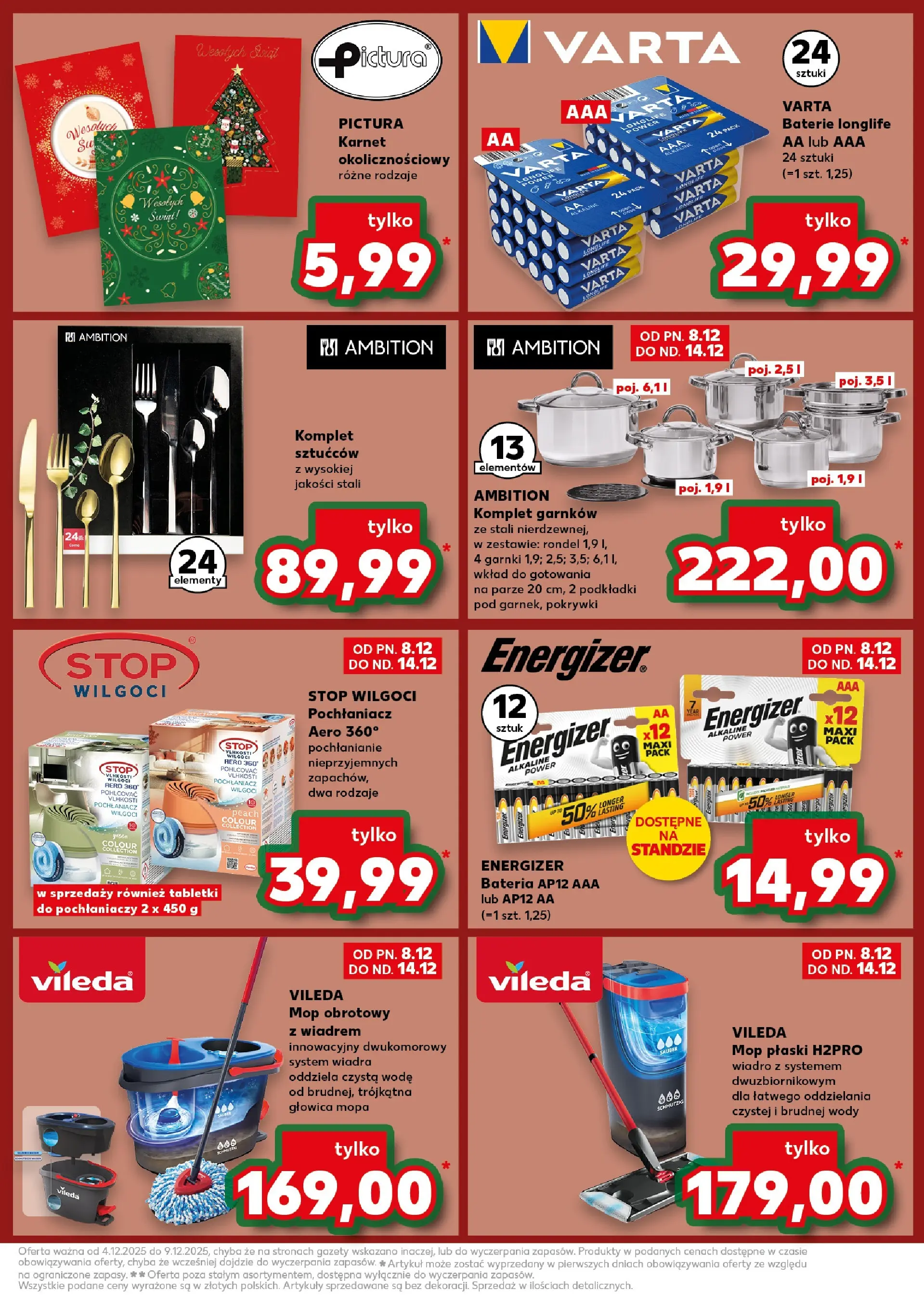 Kaufland gazetka od 04.12.2025 - od jutra PDF | Strona: 63 | Produkty: Bateria, Komplet garnków, Mop obrotowy, Vileda