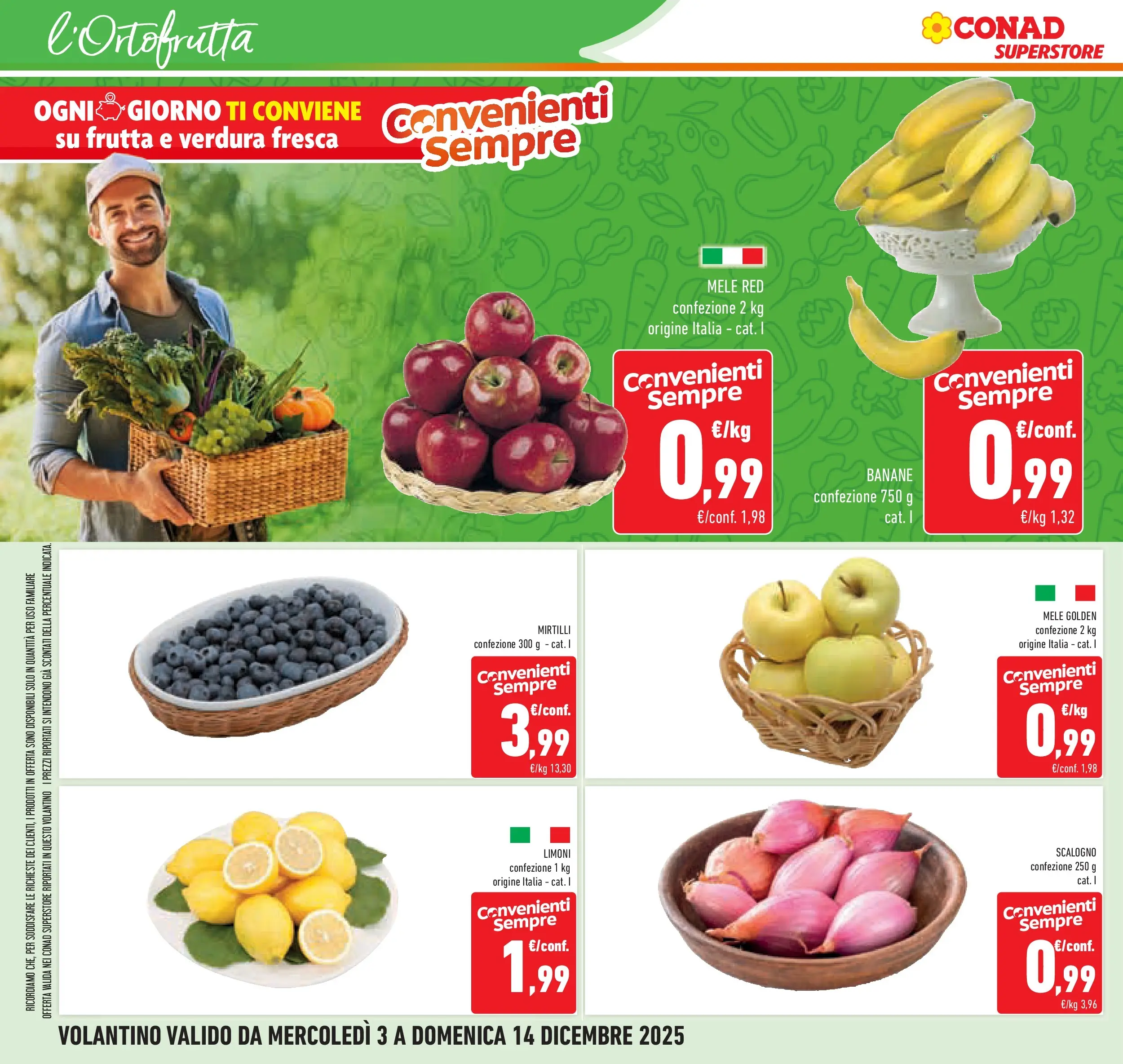 Volantino Conad dal 02/12/2025 > Anteprima | Pagina: 30 | Prodotti: Mele, Banane, Frutta, Mirtilli