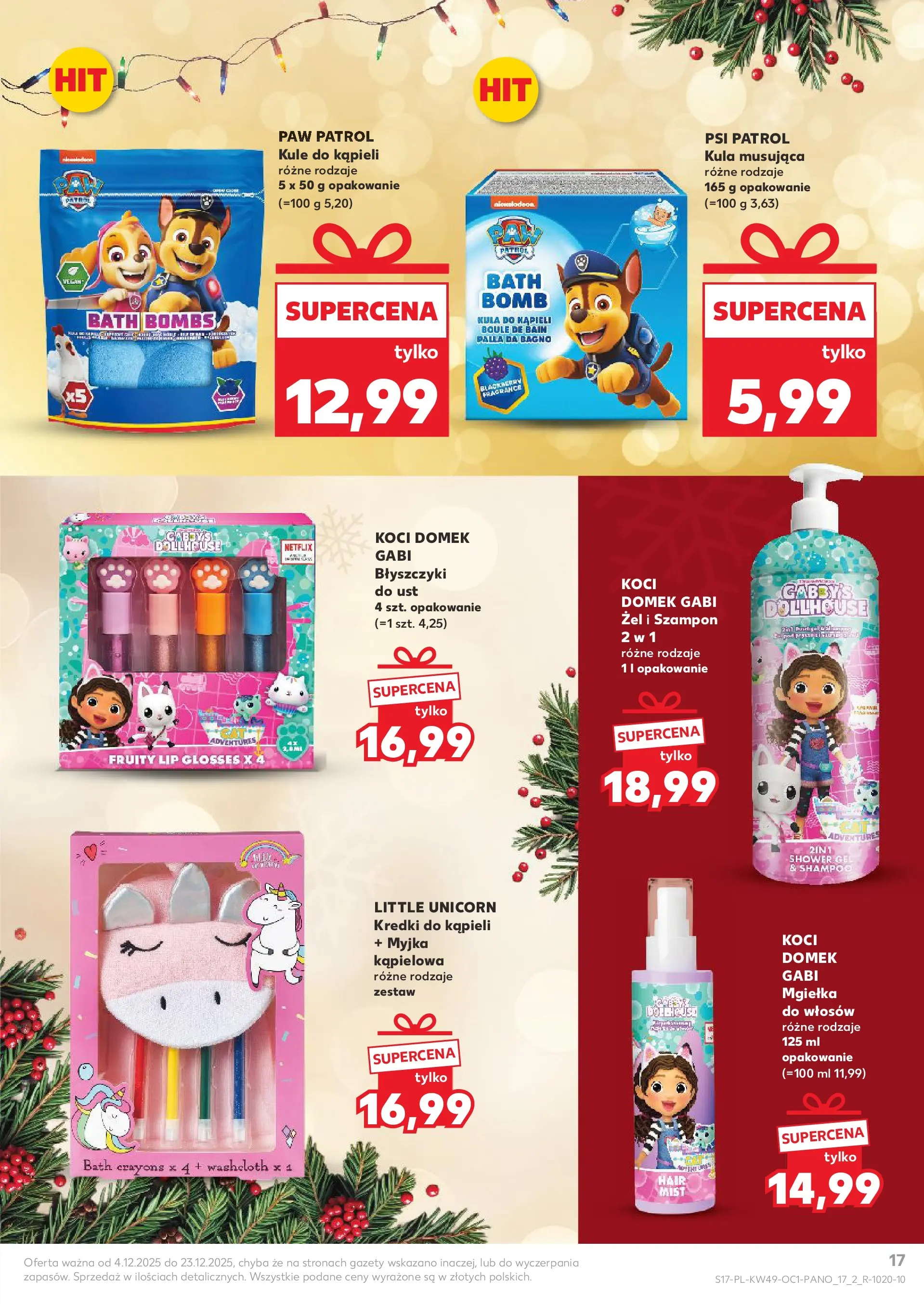 Kaufland gazetka - Drogeria od 04.12.2025 - od jutra PDF | Strona: 17 | Produkty: Kula do kąpieli, Szampon