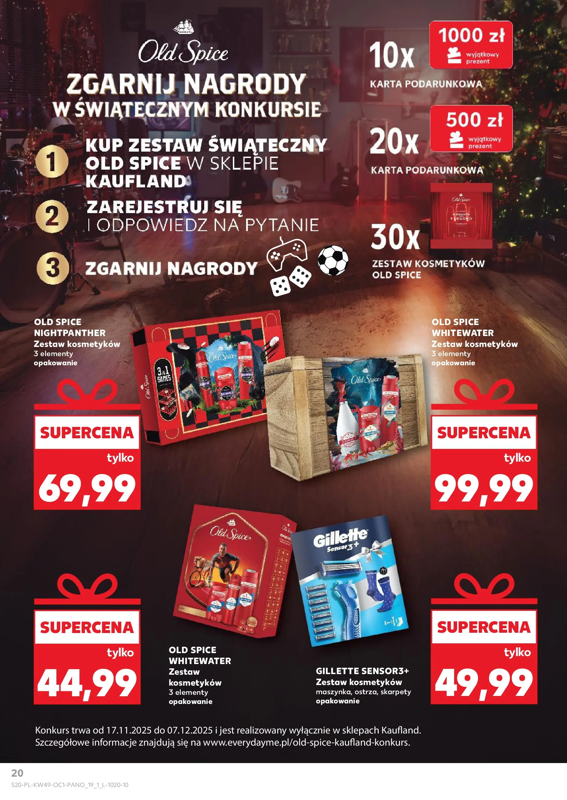 Kaufland gazetka - Drogeria od 04.12.2025 - od jutra PDF | Strona: 20 | Produkty: Karta, Gillette, Skarpety, Old spice