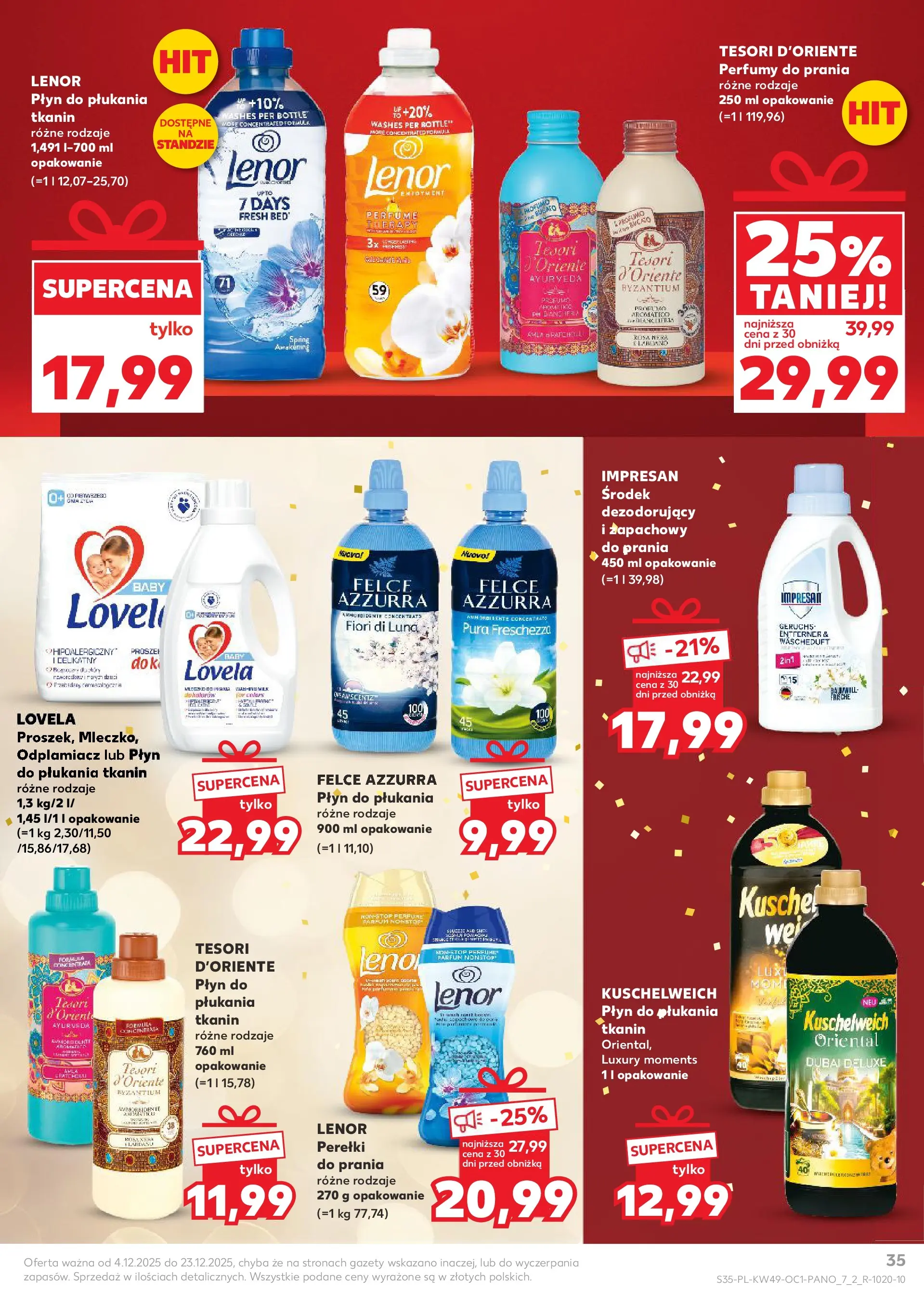 Kaufland gazetka - Drogeria od 04.12.2025 - od jutra PDF | Strona: 35 | Produkty: Tesori d'oriente, Płyn do płukania tkanin, Perfumy, Odplamiacz
