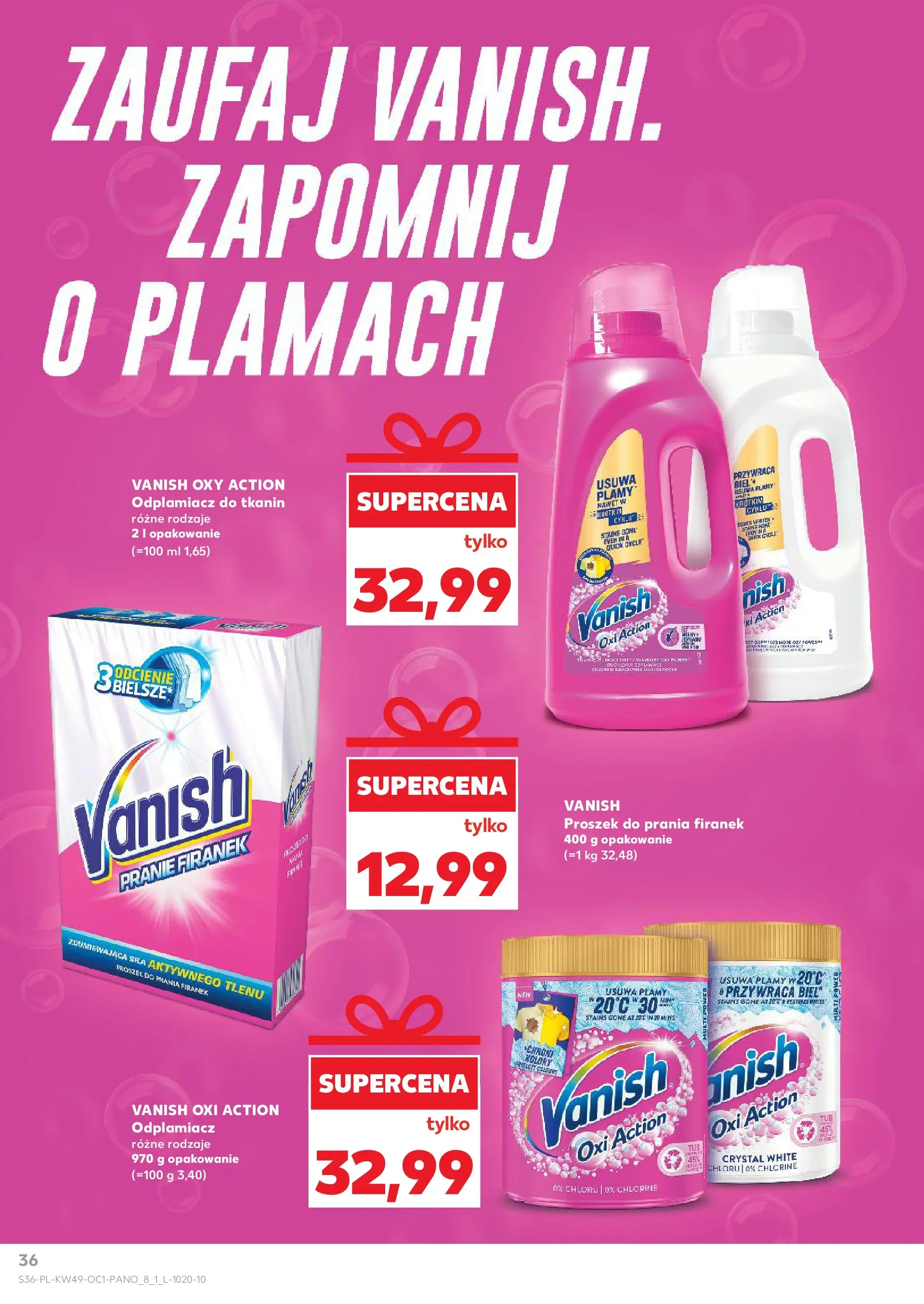 Kaufland gazetka - Drogeria od 04.12.2025 - od jutra PDF | Strona: 36 | Produkty: Vanish, Oxy, Proszek do prania, Odplamiacz