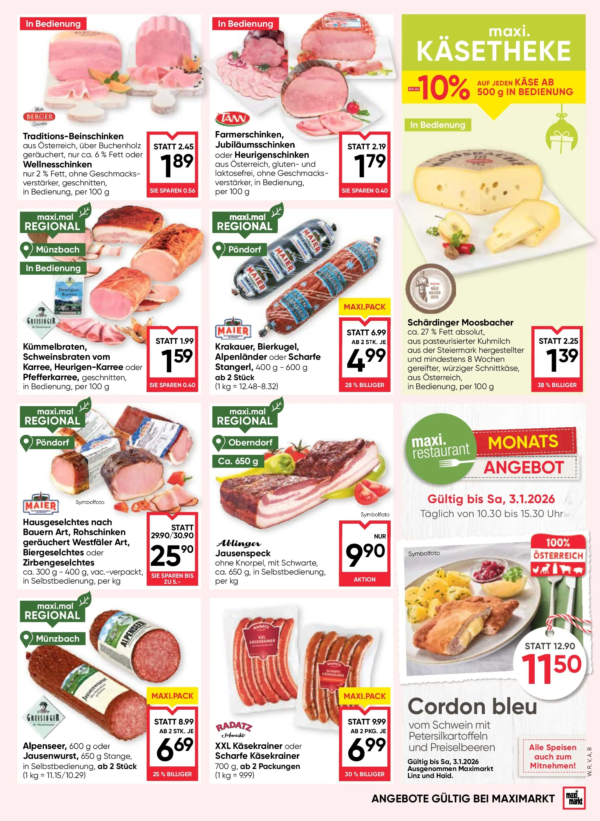 Maximarkt Anif von 04.12.2025 - Aktuelle Angebote | Seite: 9 | Produkte: Uhr, Käse