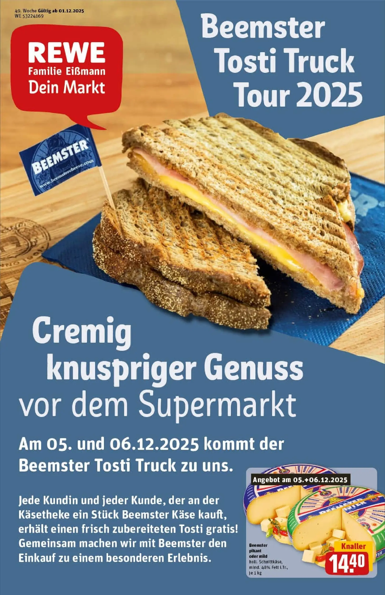 REWE Prospekt ab 01.12.2025 zum Blättern » Angebote | Seite: 1 | Produkte: Käse