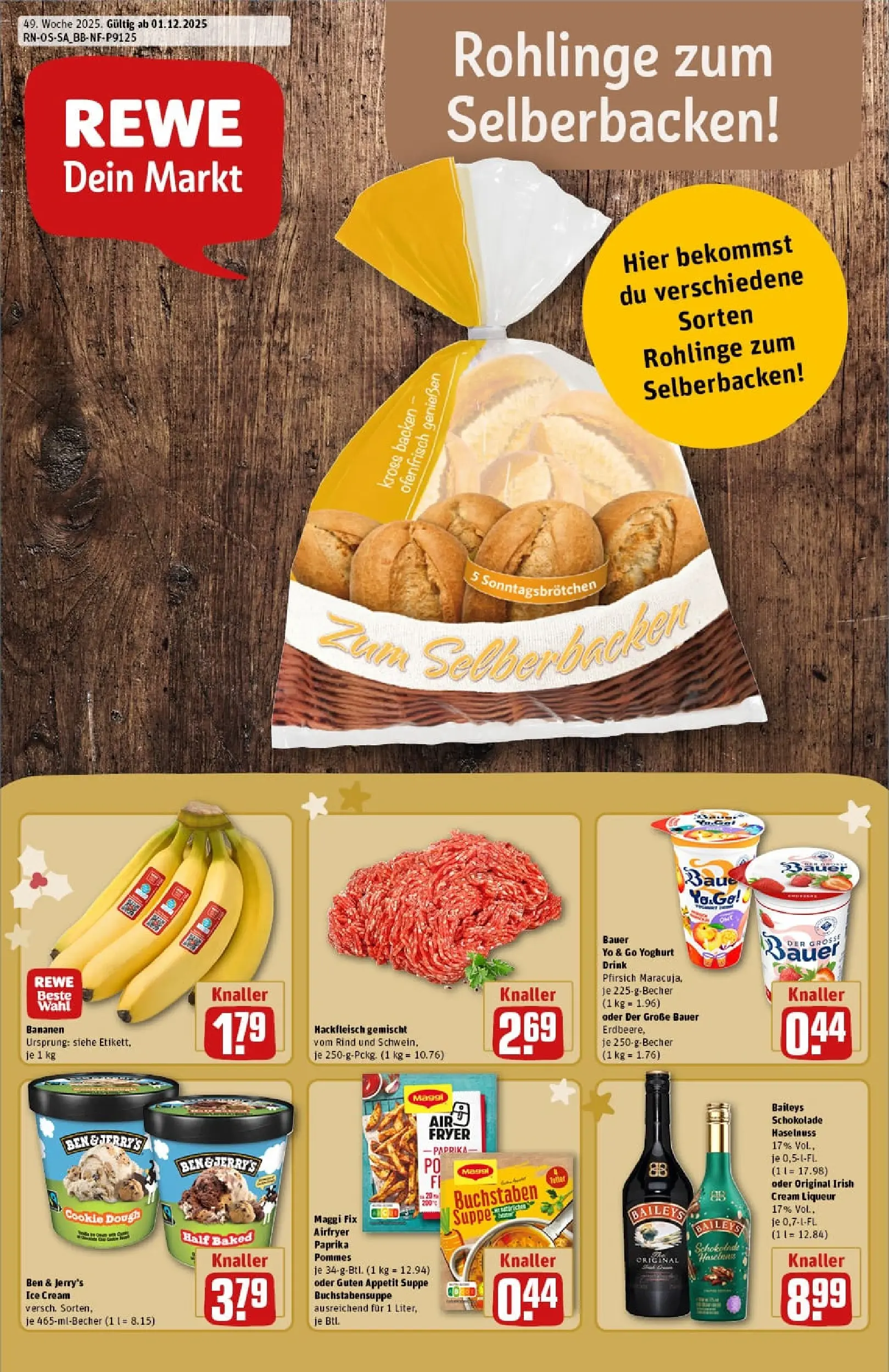 REWE Prospekt ab 01.12.2025 zum Blättern » Angebote | Seite: 1 | Produkte: Pommes, Ben & Jerry's, Paprika, Pfirsich