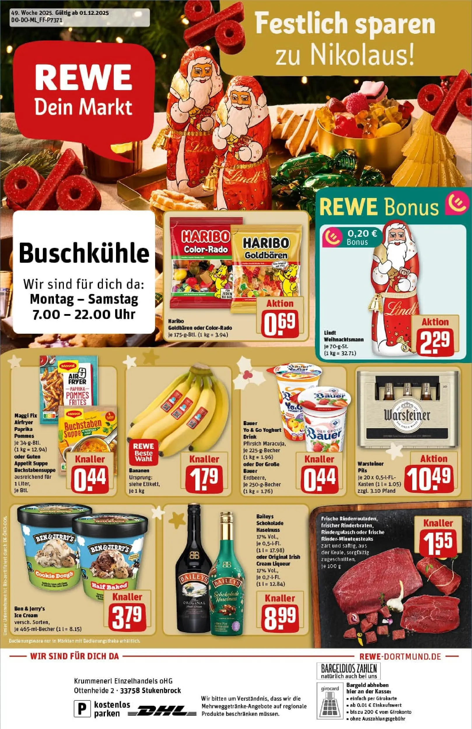 REWE Prospekt ab 01.12.2025 zum Blättern » Angebote | Seite: 1 | Produkte: Maggi, Ben & Jerry's, Warsteiner, Maggi fix