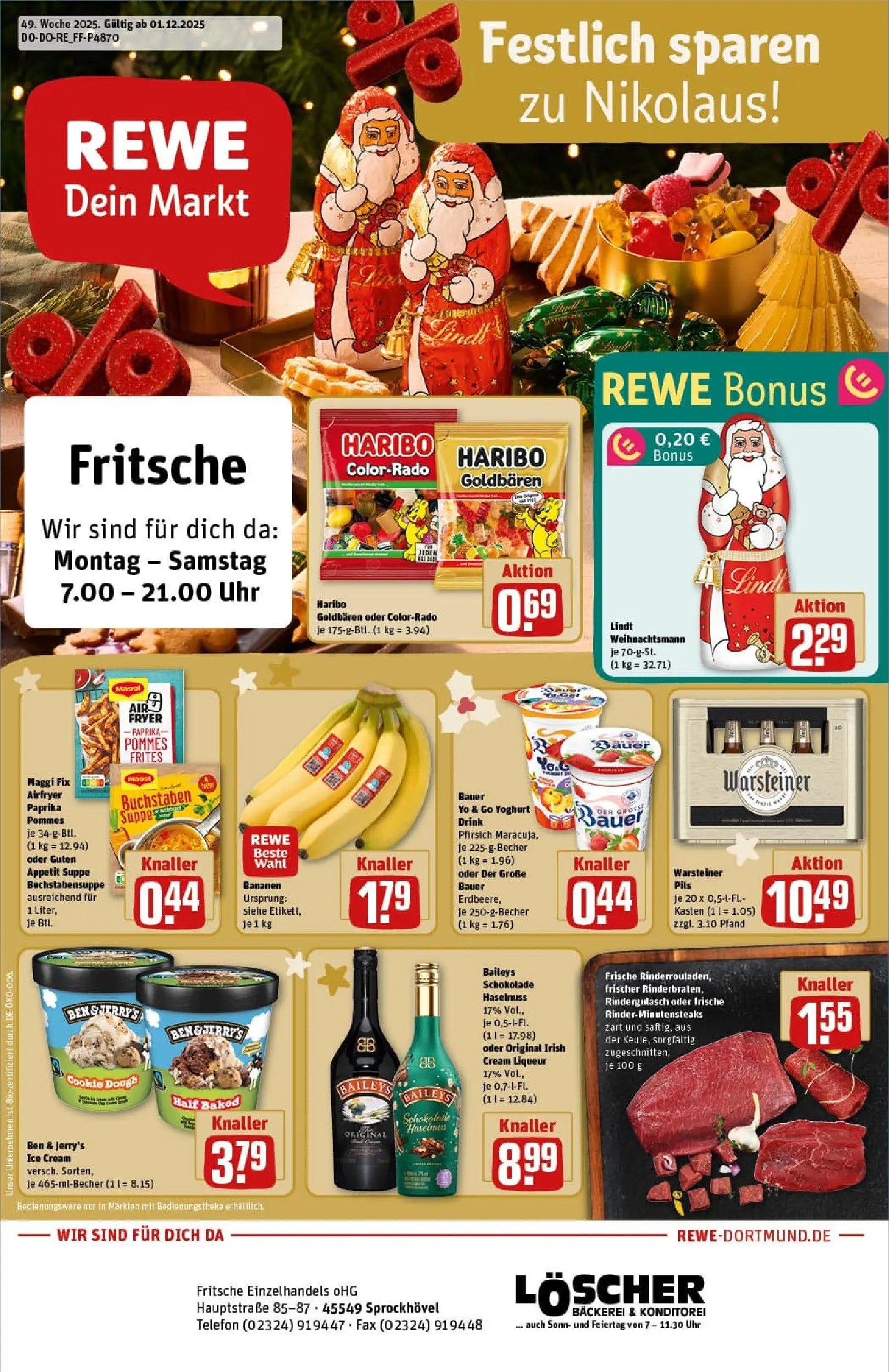 REWE Prospekt ab 01.12.2025 zum Blättern » Angebote | Seite: 1 | Produkte: Pils, Paprika, Pfirsich, Telefon