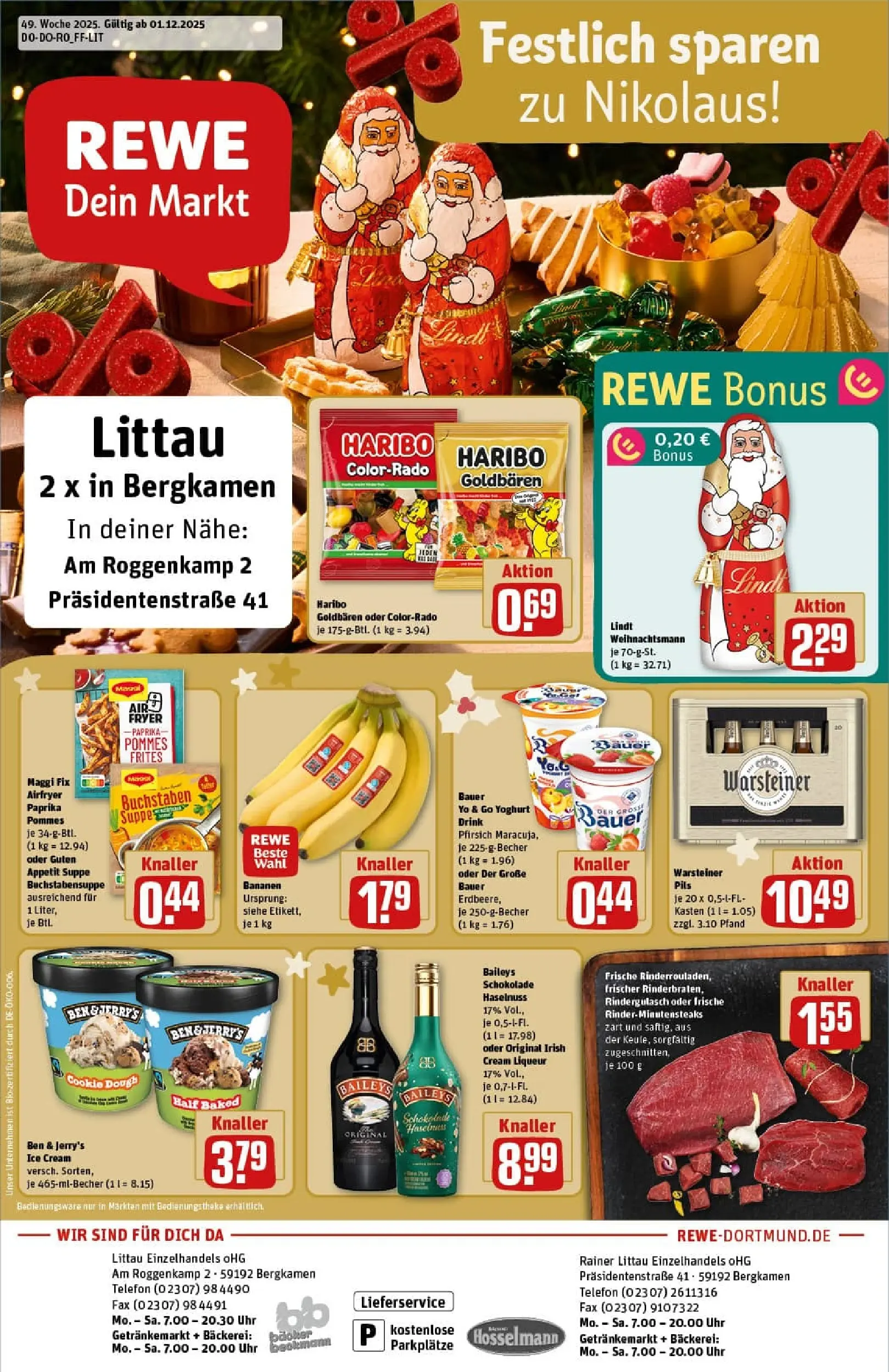 REWE Prospekt ab 01.12.2025 zum Blättern » Angebote | Seite: 1 | Produkte: Maggi, Schokolade, Pommes, Warsteiner