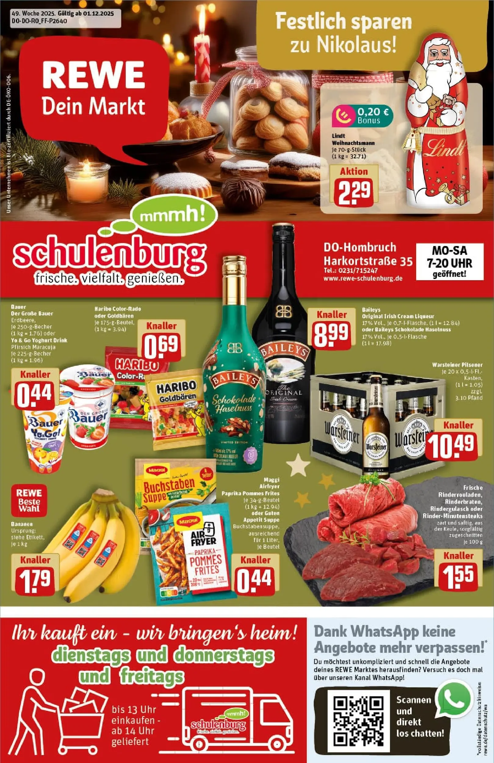 REWE Prospekt ab 01.12.2025 zum Blättern » Angebote | Seite: 1 | Produkte: Maggi, Haribo, Pommes, Pommes frites