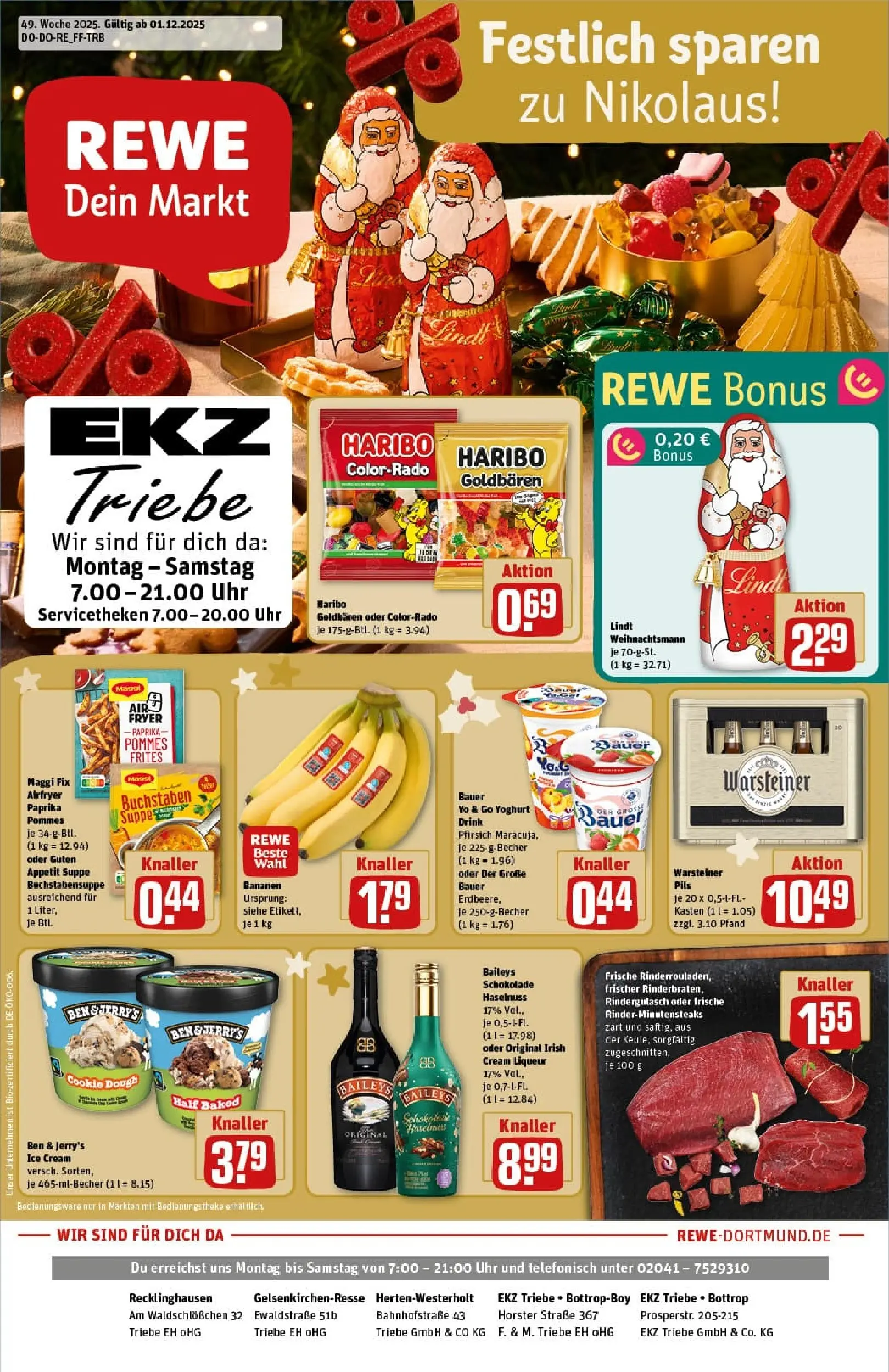 REWE Prospekt ab 01.12.2025 zum Blättern » Angebote | Seite: 1 | Produkte: Maggi, Ben & Jerry's, Paprika, Uhr