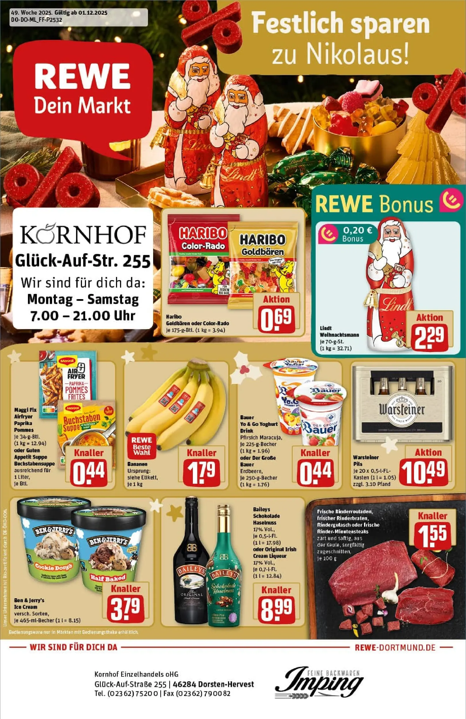 REWE Prospekt ab 01.12.2025 zum Blättern » Angebote | Seite: 1 | Produkte: Maggi, Pommes, Bananen, Warsteiner